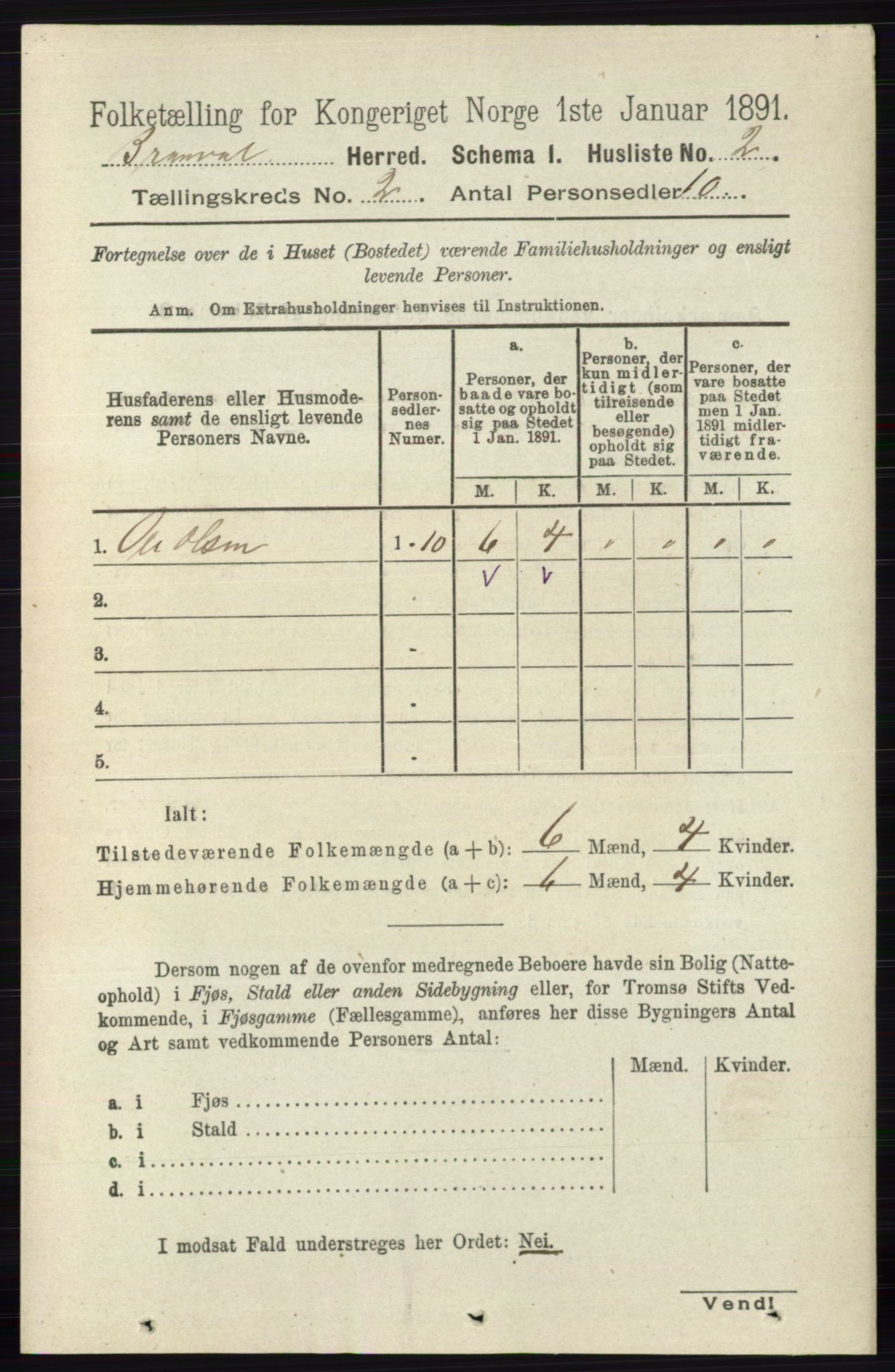 RA, 1891 census for 0422 Brandval, 1891, p. 683