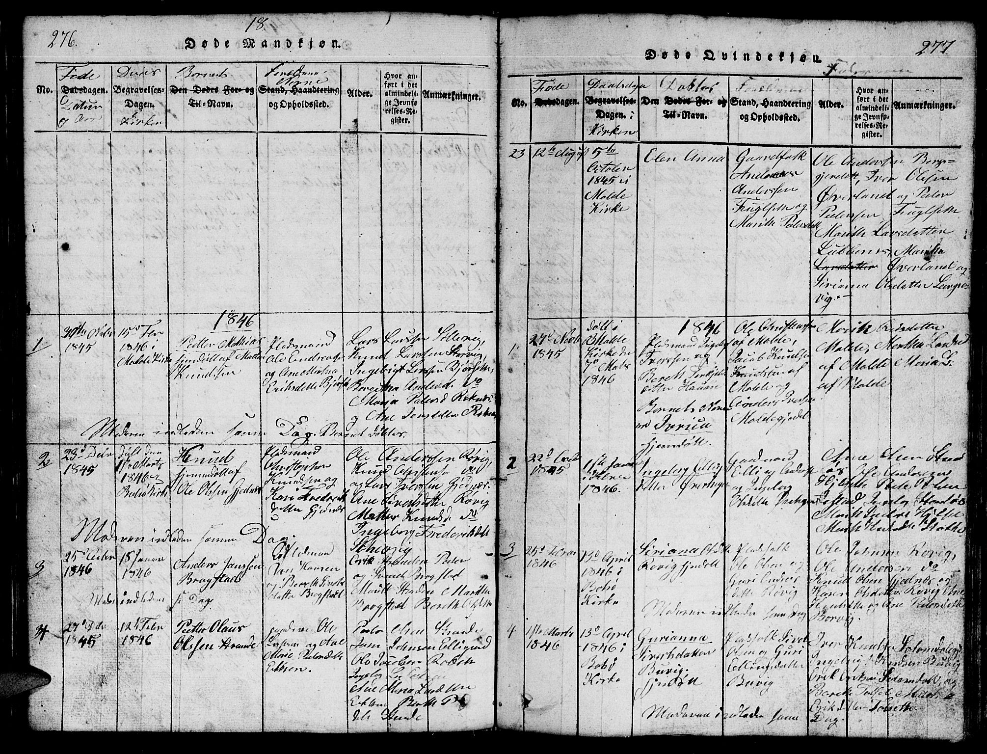 Ministerialprotokoller, klokkerbøker og fødselsregistre - Møre og Romsdal, AV/SAT-A-1454/555/L0665: Parish register (copy) no. 555C01, 1818-1868, p. 276-277