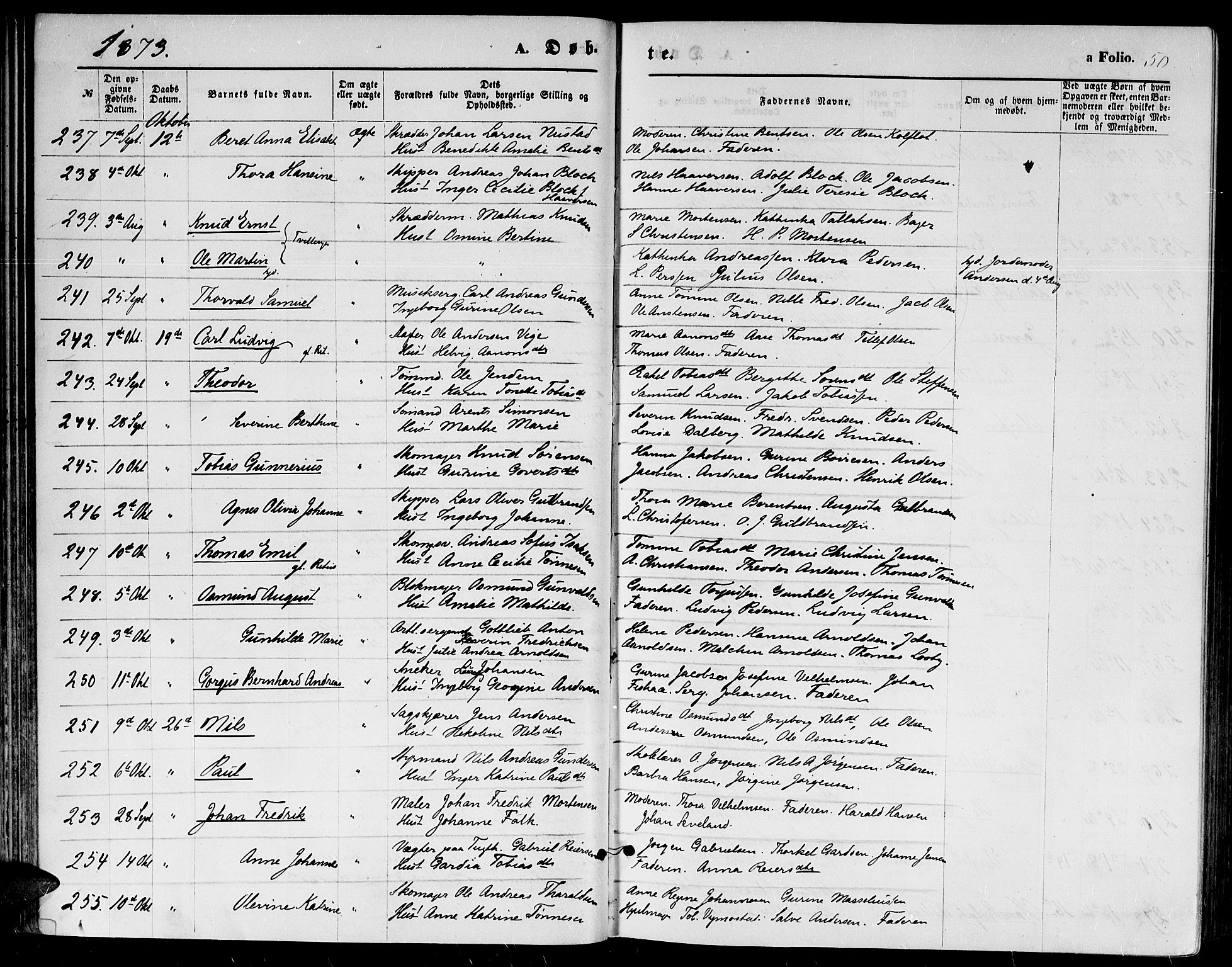Kristiansand domprosti, SAK/1112-0006/F/Fb/L0013: Parish register (copy) no. B 13, 1871-1880, p. 50