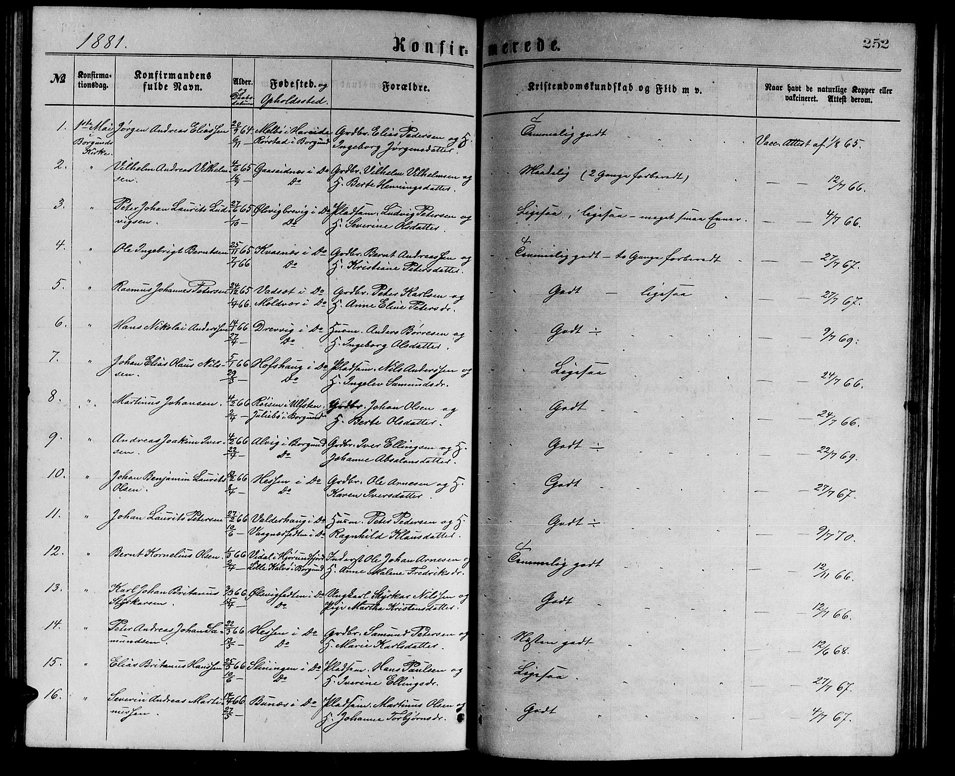 Ministerialprotokoller, klokkerbøker og fødselsregistre - Møre og Romsdal, AV/SAT-A-1454/528/L0429: Parish register (copy) no. 528C10, 1872-1886, p. 252