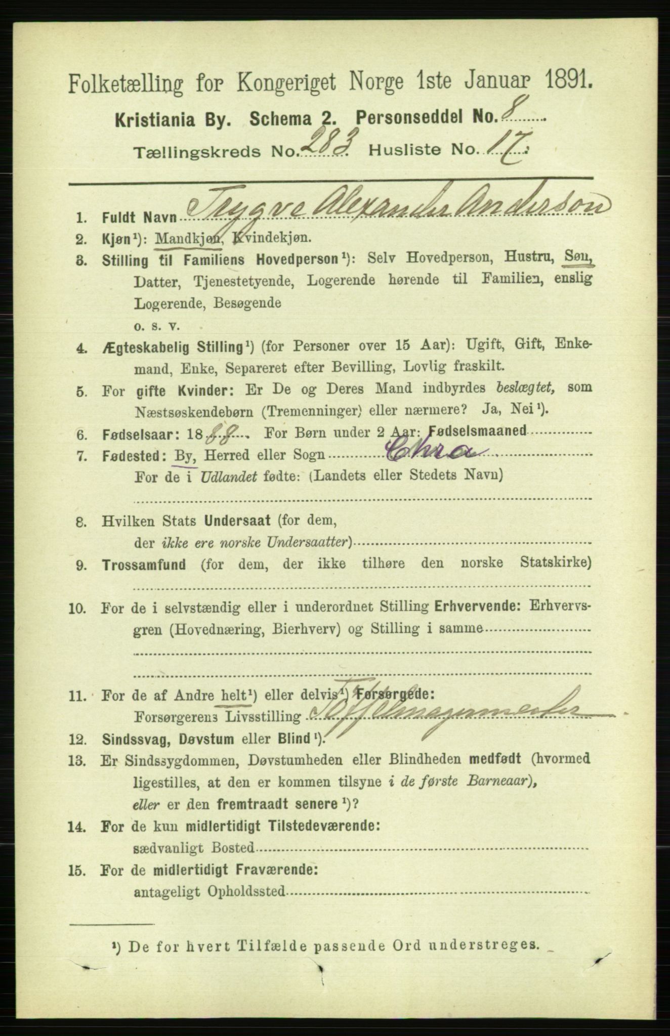 RA, 1891 census for 0301 Kristiania, 1891, p. 173266