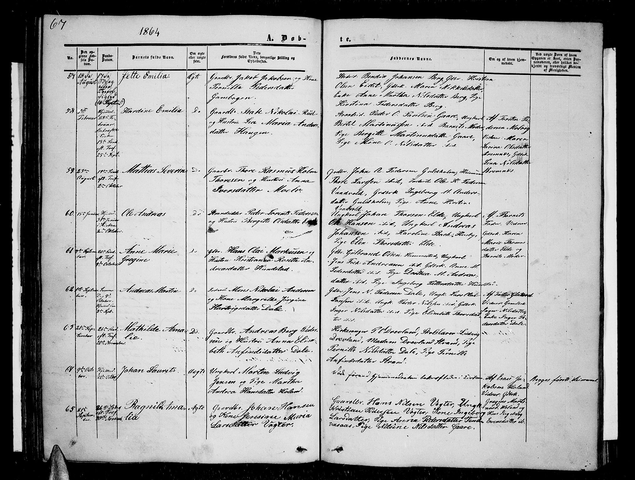 Kvæfjord sokneprestkontor, AV/SATØ-S-1323/G/Ga/Gab/L0003klokker: Parish register (copy) no. 3, 1856-1870, p. 67