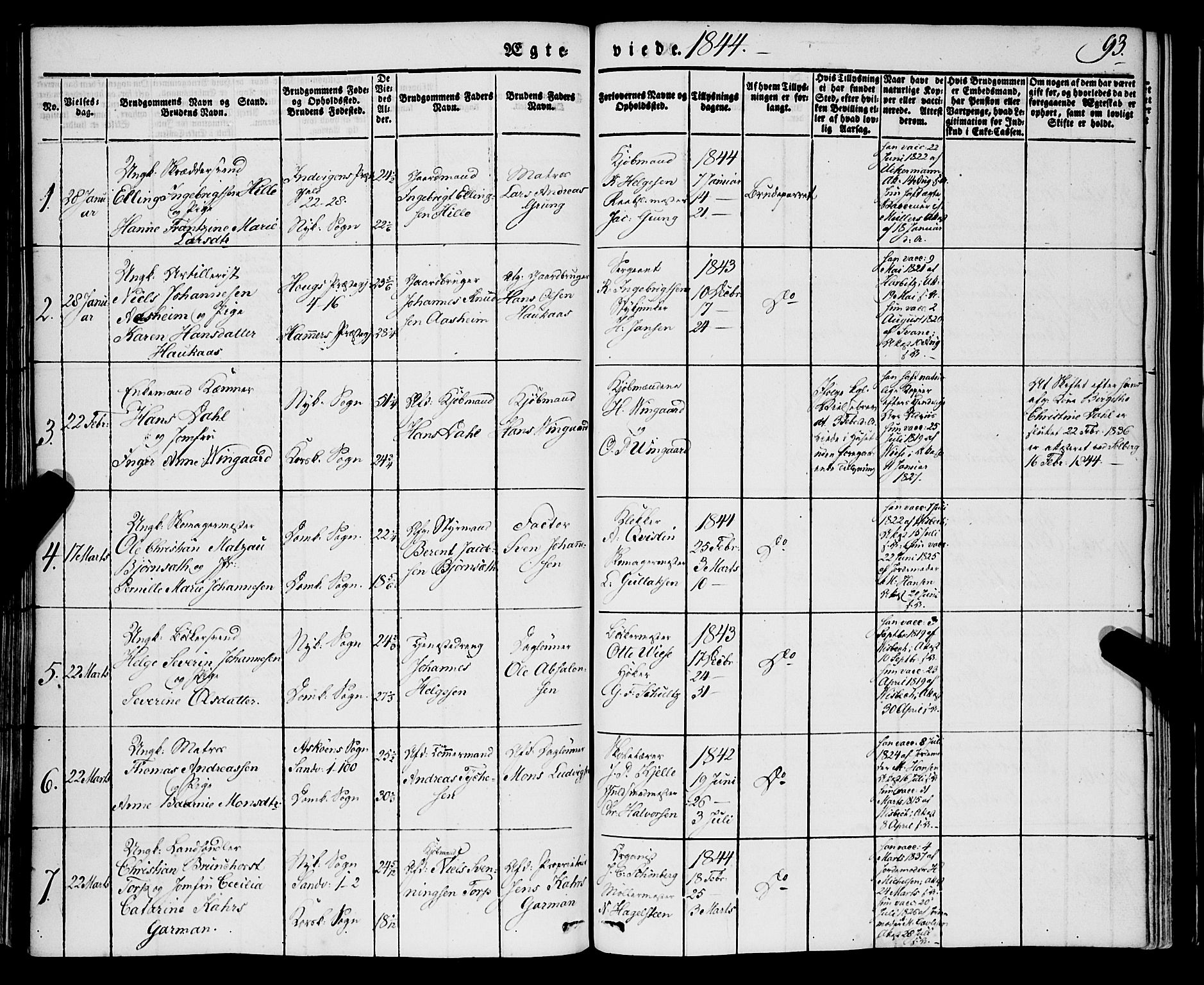 Korskirken sokneprestembete, AV/SAB-A-76101/H/Haa/L0034: Parish register (official) no. D 1, 1832-1852, p. 93