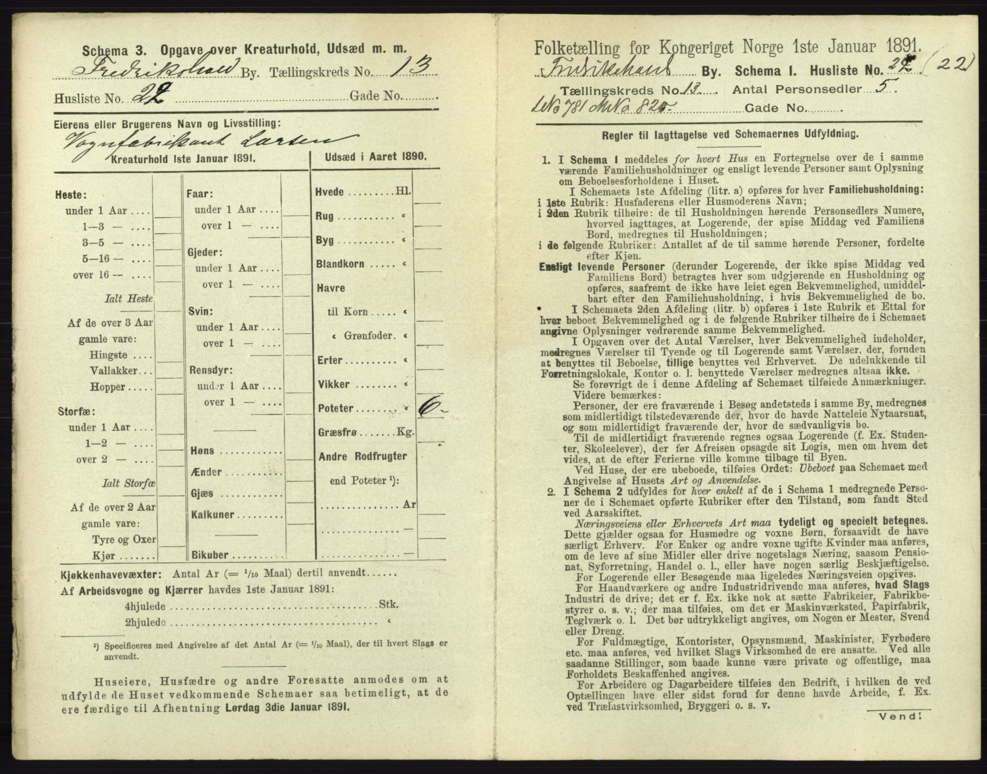 RA, 1891 census for 0101 Fredrikshald, 1891, p. 1234