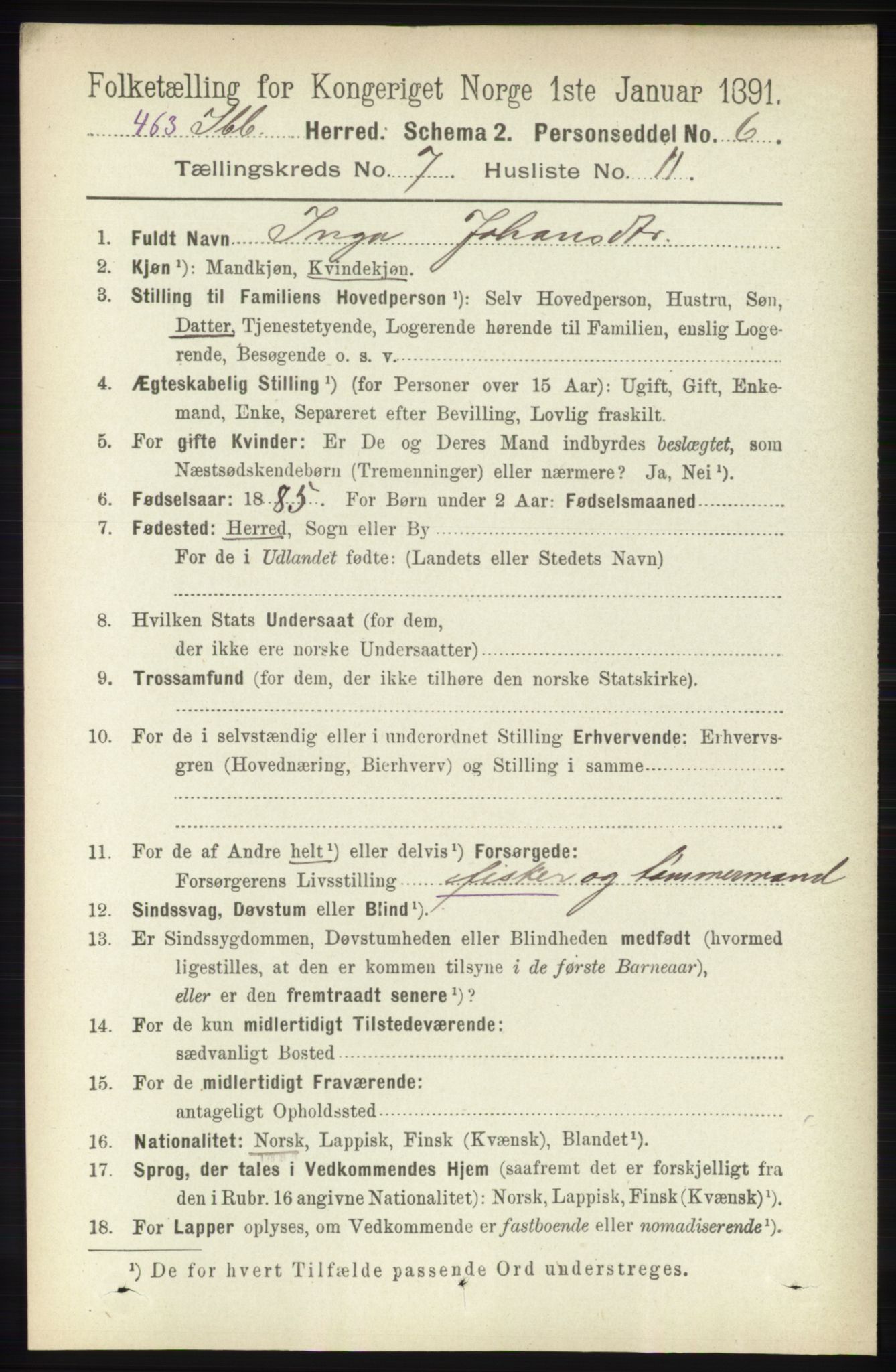 RA, 1891 census for 1917 Ibestad, 1891, p. 4251