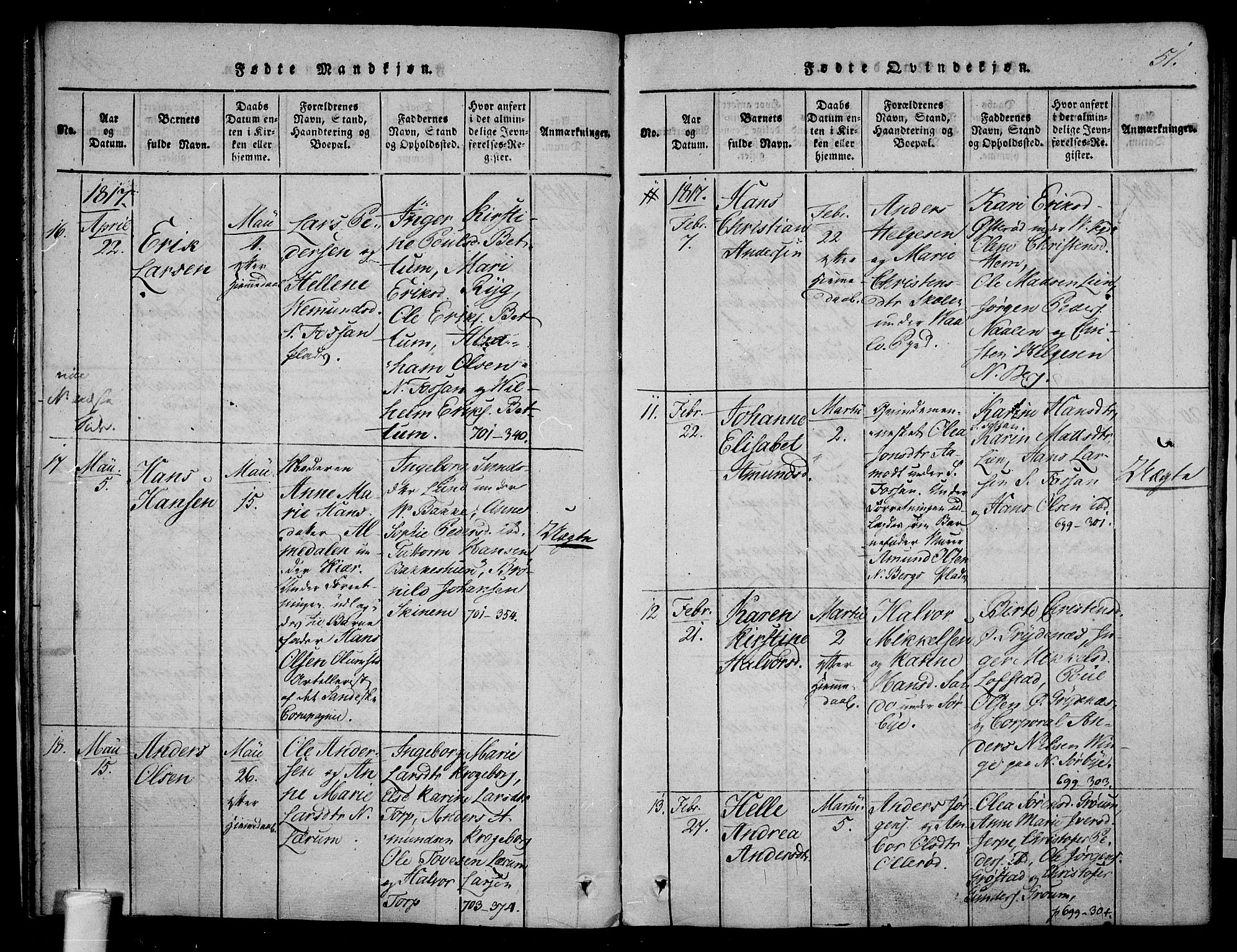 Våle kirkebøker, AV/SAKO-A-334/F/Fa/L0007: Parish register (official) no. I 7, 1814-1824, p. 50-51