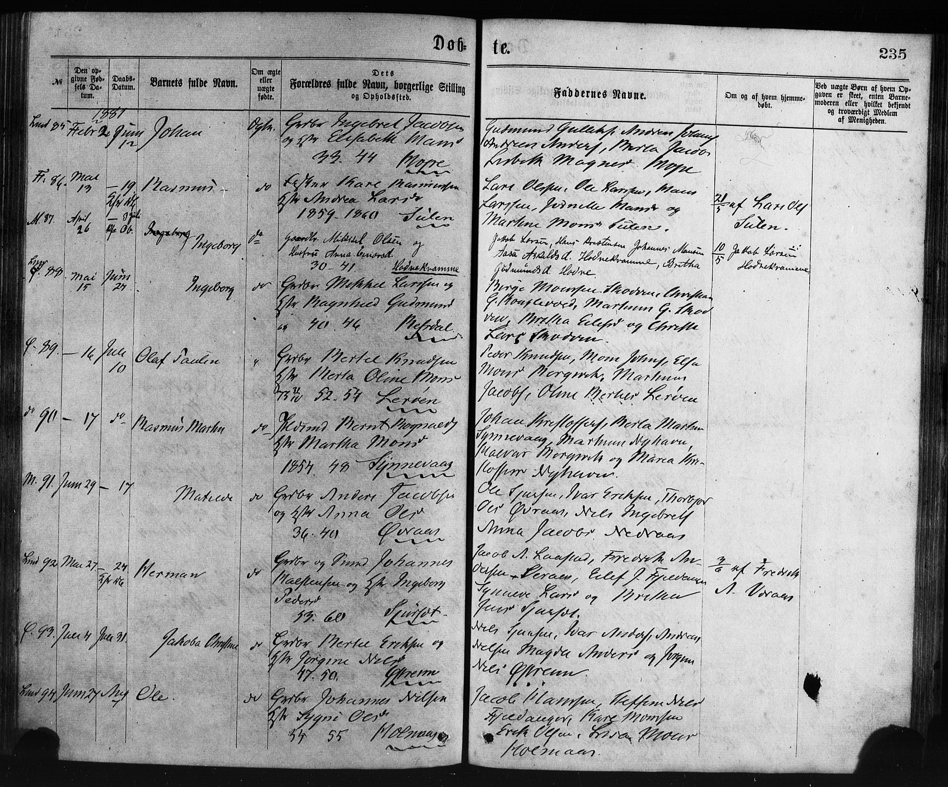 Lindås Sokneprestembete, SAB/A-76701/H/Haa: Parish register (official) no. A 18, 1869-1885, p. 235