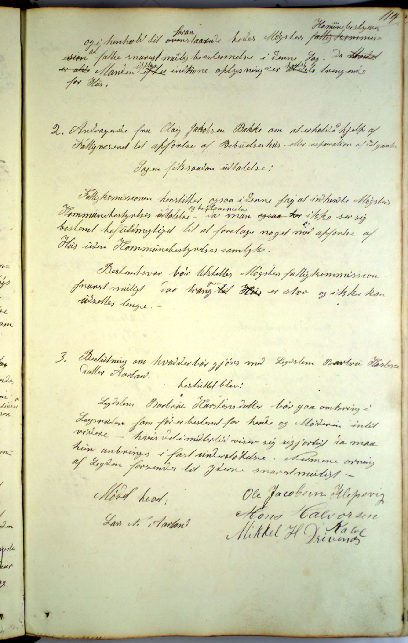 Austevoll kommune. Fattigstyret, IKAH/1244-311/A/Aa/L0001: Møtebok for Møgster fattigkommisjon og fattigstyre, 1846-1920, p. 114a