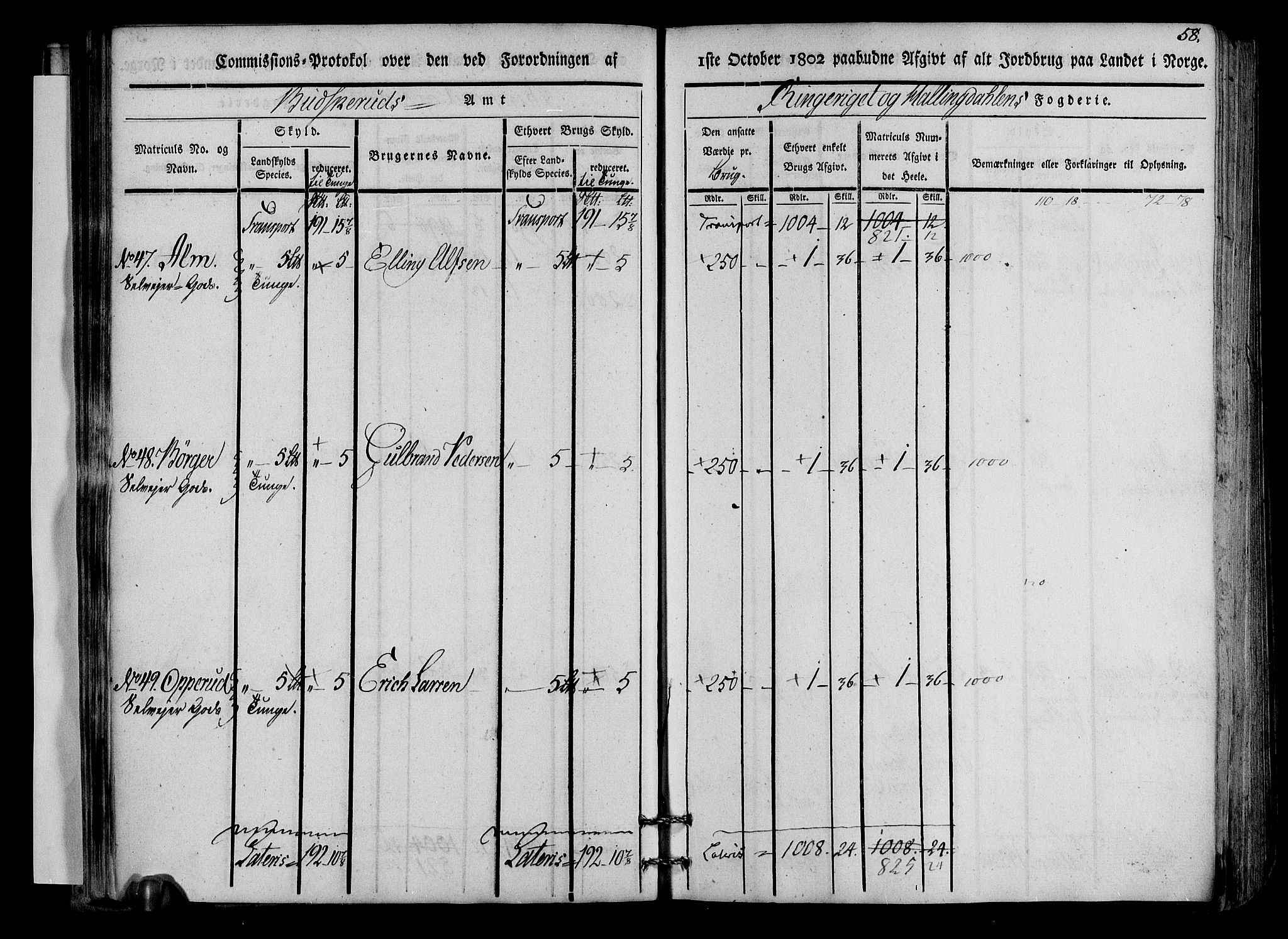 Rentekammeret inntil 1814, Realistisk ordnet avdeling, AV/RA-EA-4070/N/Ne/Nea/L0045: Ringerike og Hallingdal fogderi. Kommisjonsprotokoll for Norderhov prestegjeld, 1803, p. 61