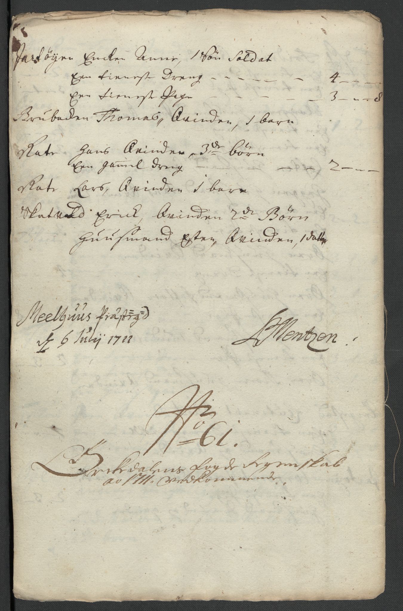 Rentekammeret inntil 1814, Reviderte regnskaper, Fogderegnskap, AV/RA-EA-4092/R60/L3962: Fogderegnskap Orkdal og Gauldal, 1711, p. 185