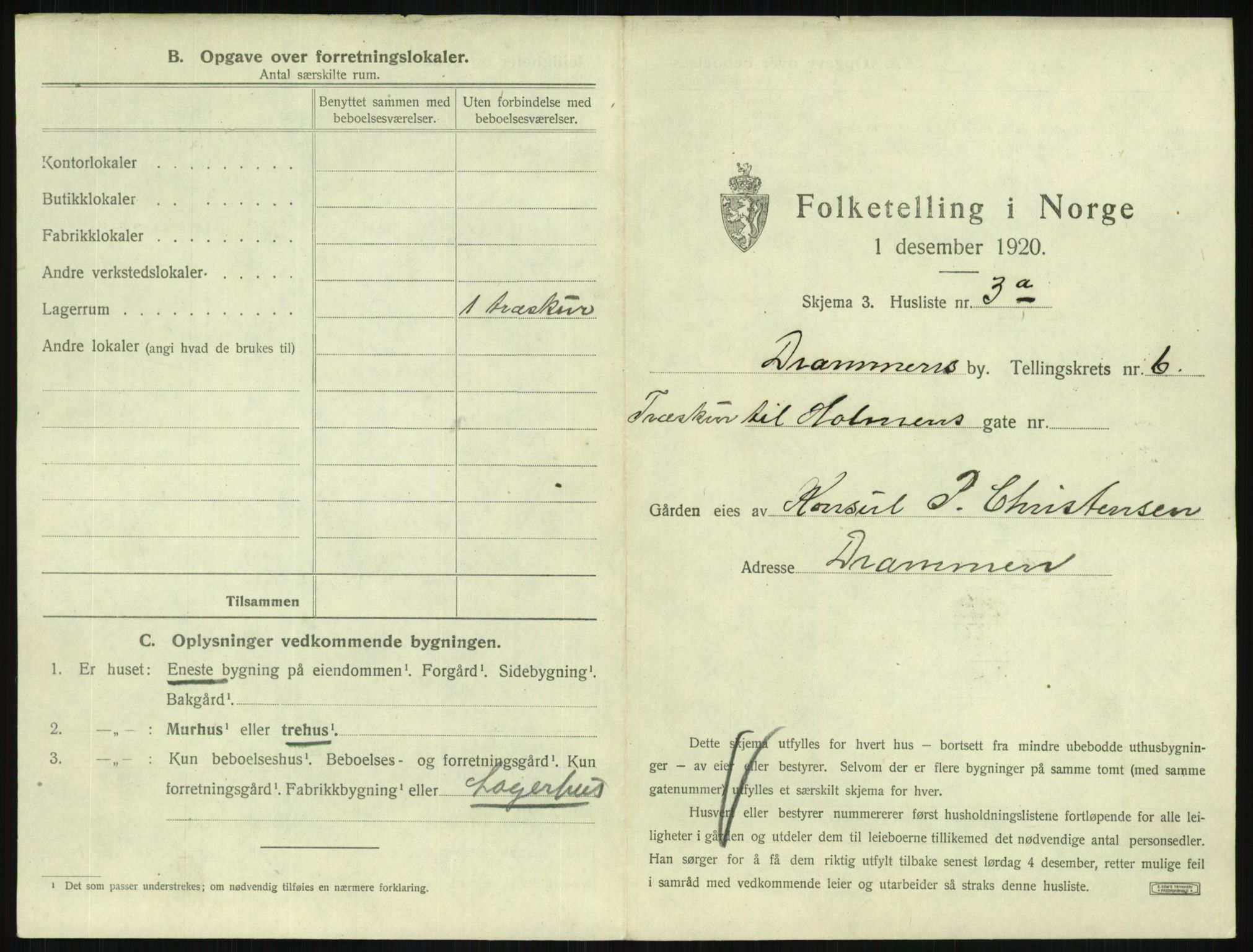 SAKO, 1920 census for Drammen, 1920, p. 2672