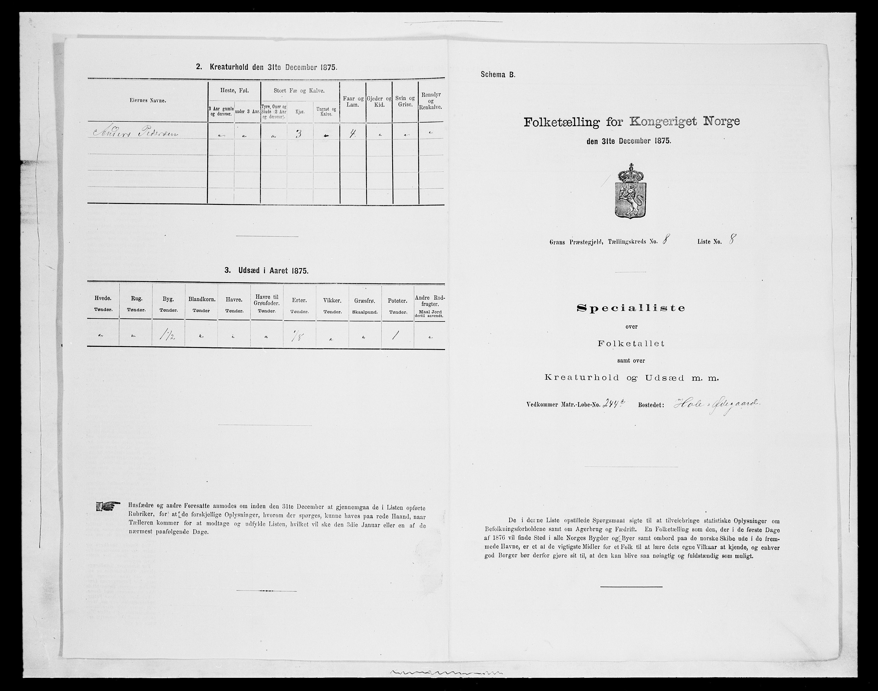 SAH, 1875 census for 0534P Gran, 1875, p. 1495