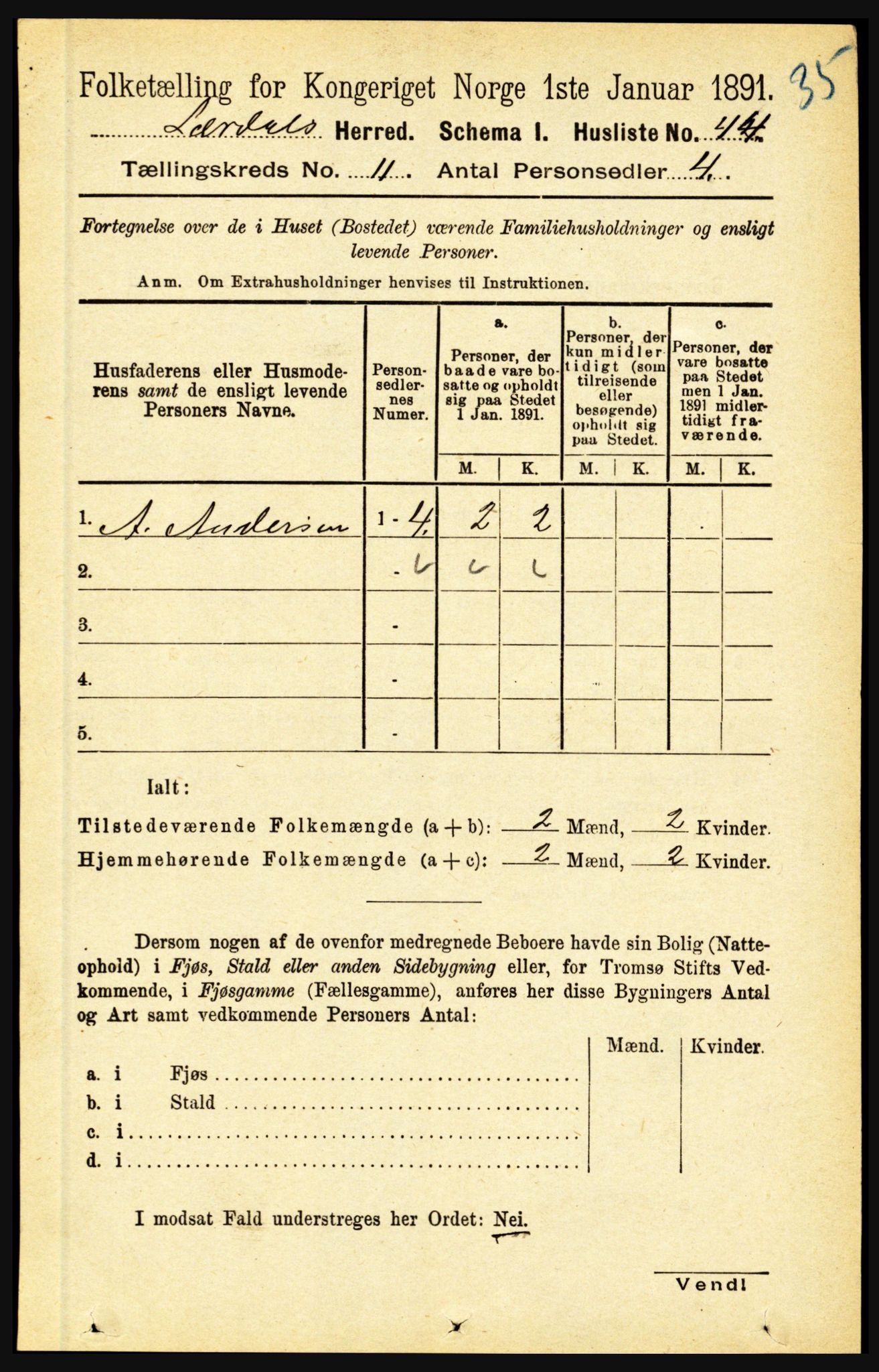 RA, 1891 census for 1422 Lærdal, 1891, p. 2140