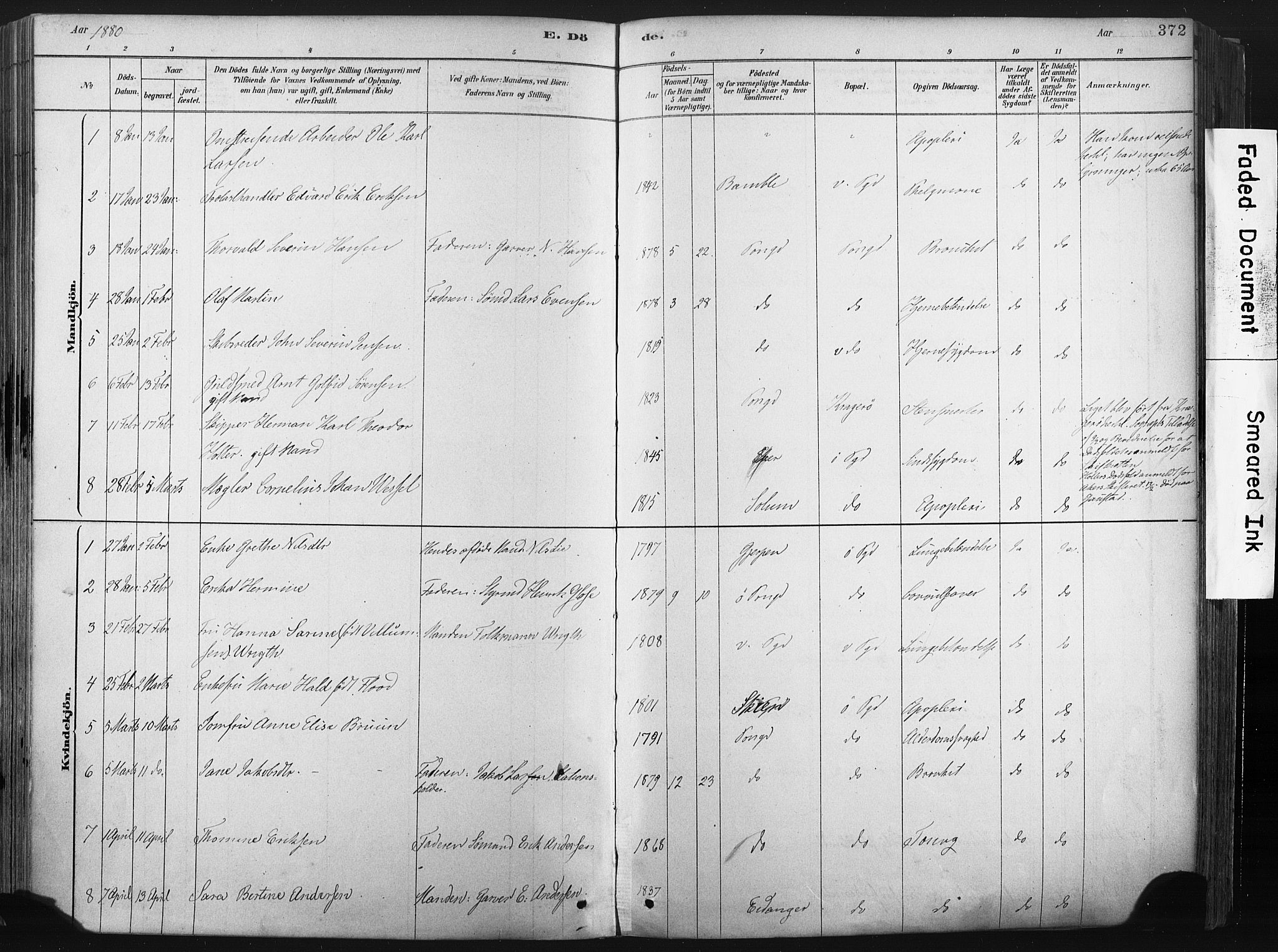 Porsgrunn kirkebøker , SAKO/A-104/F/Fa/L0008: Parish register (official) no. 8, 1878-1895, p. 372