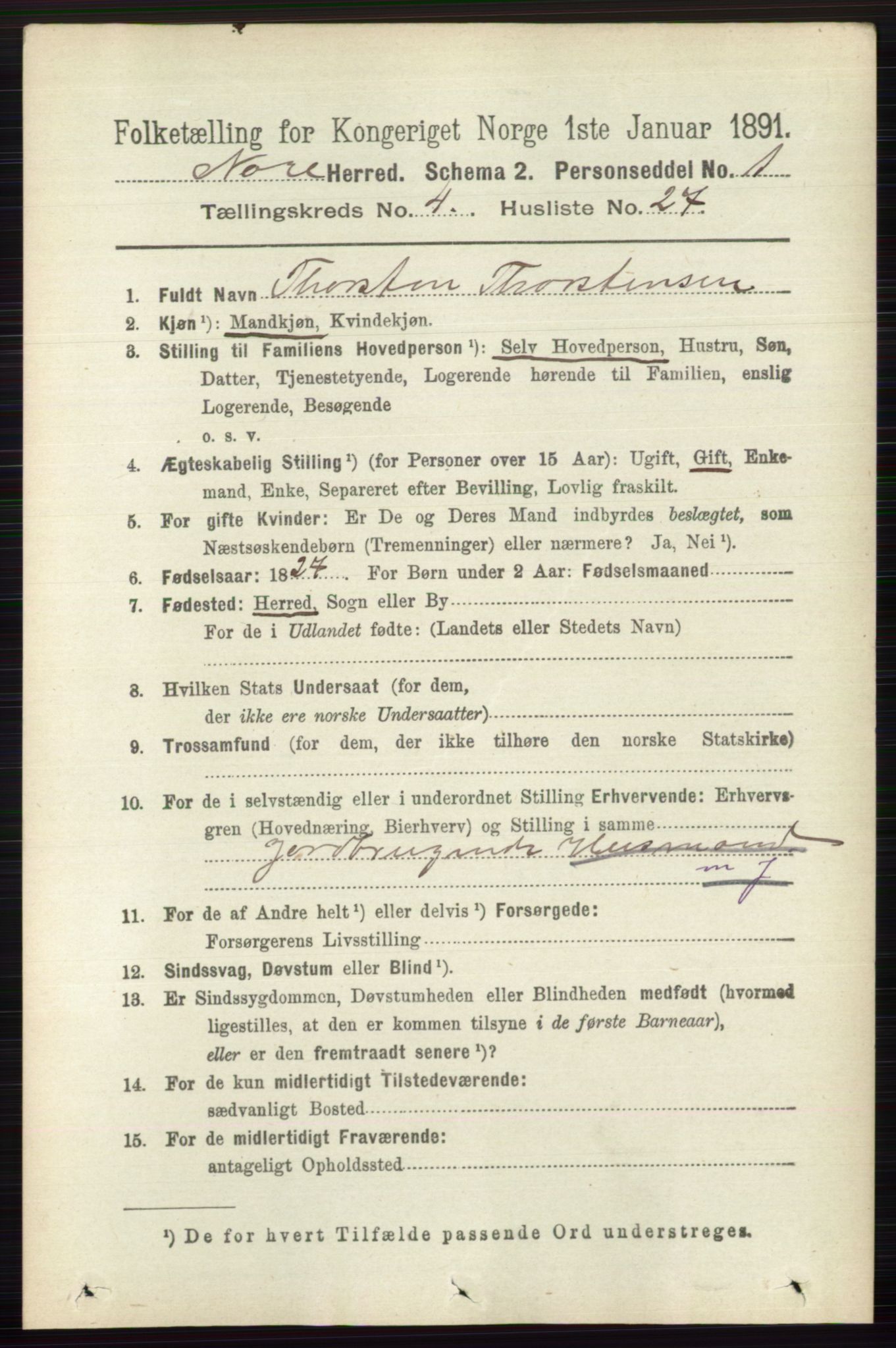 RA, 1891 census for 0633 Nore, 1891, p. 1419