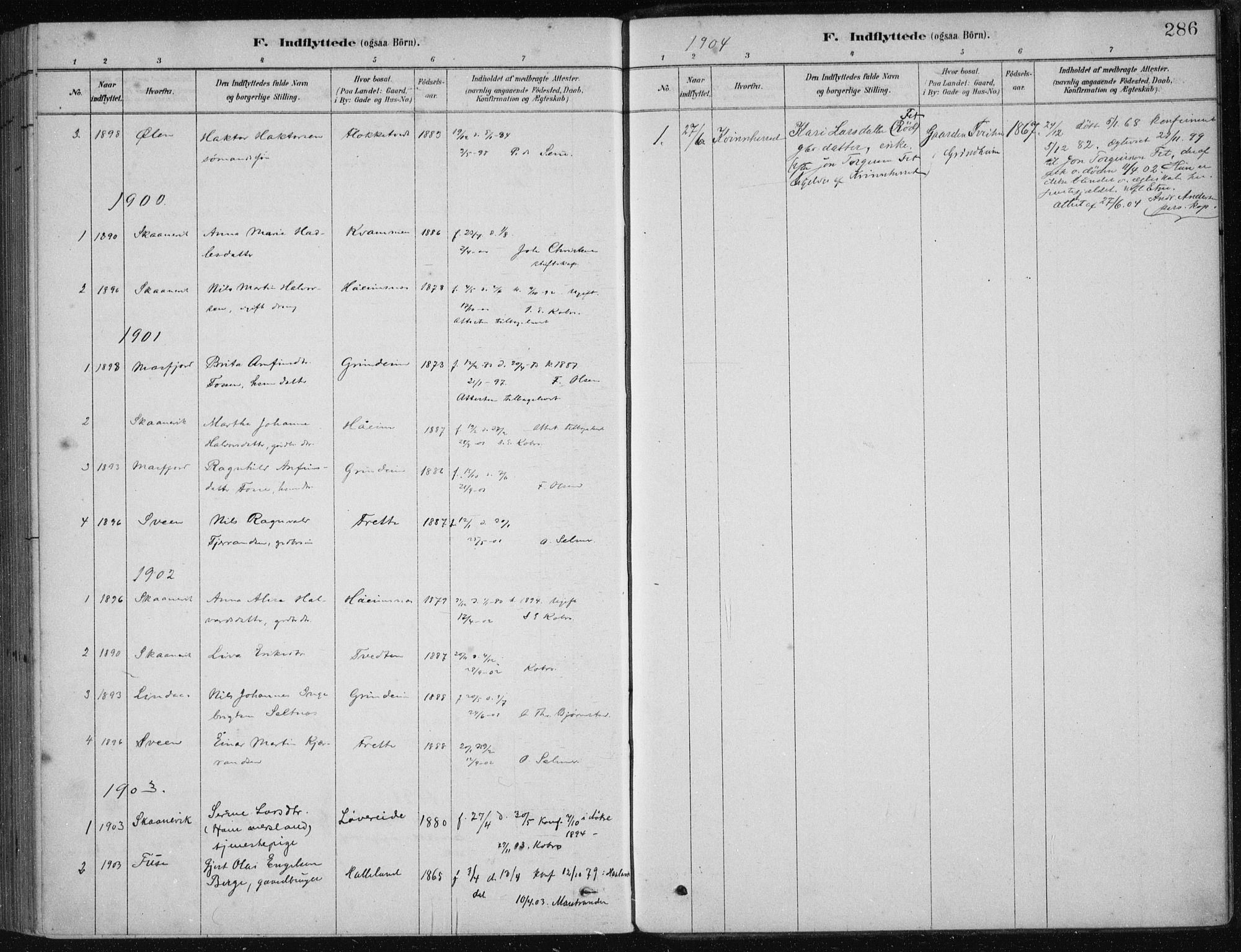 Etne sokneprestembete, SAB/A-75001/H/Haa: Parish register (official) no. D  1, 1879-1919, p. 286