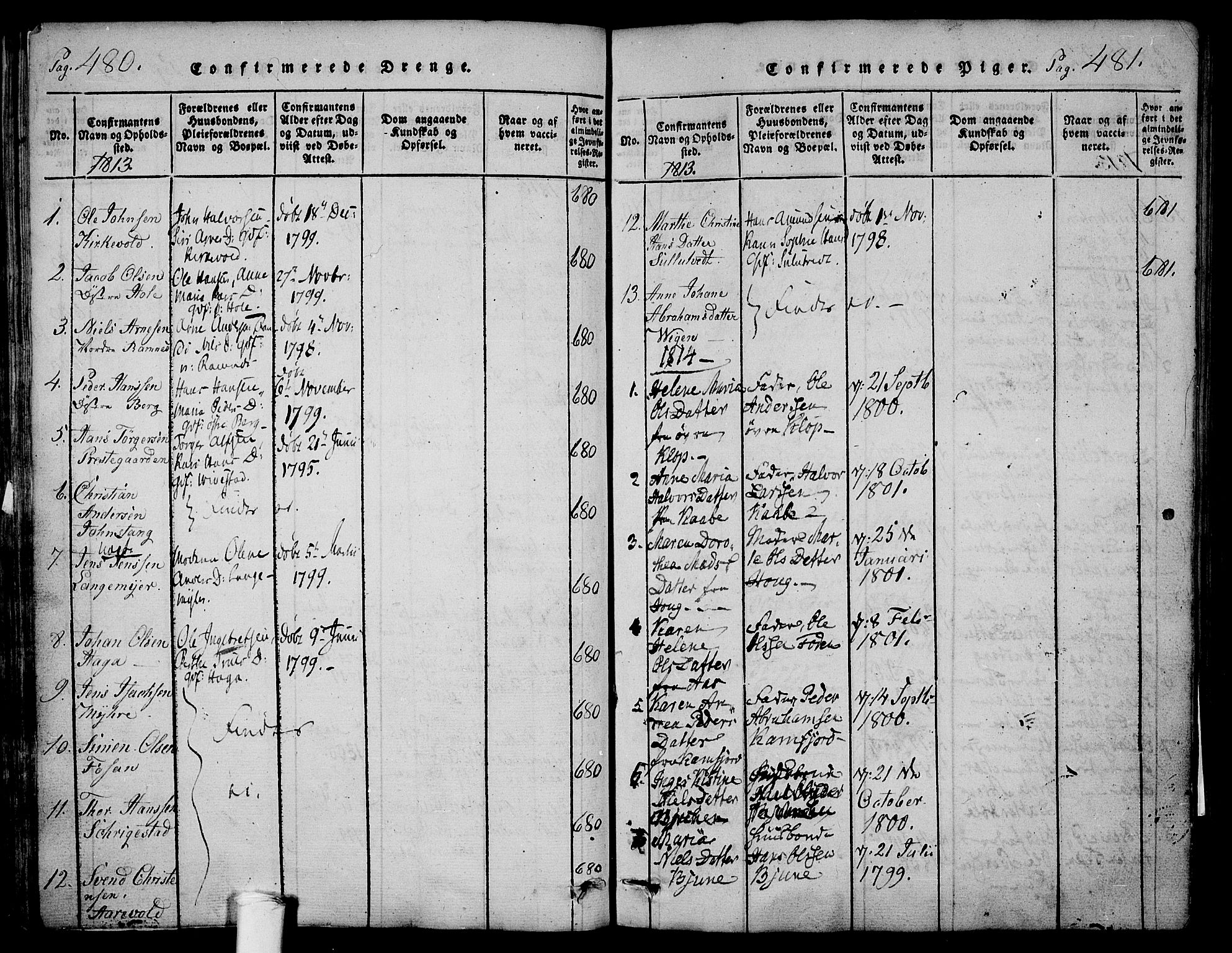 Ramnes kirkebøker, AV/SAKO-A-314/F/Fa/L0004: Parish register (official) no. I 4, 1813-1840, p. 480-481