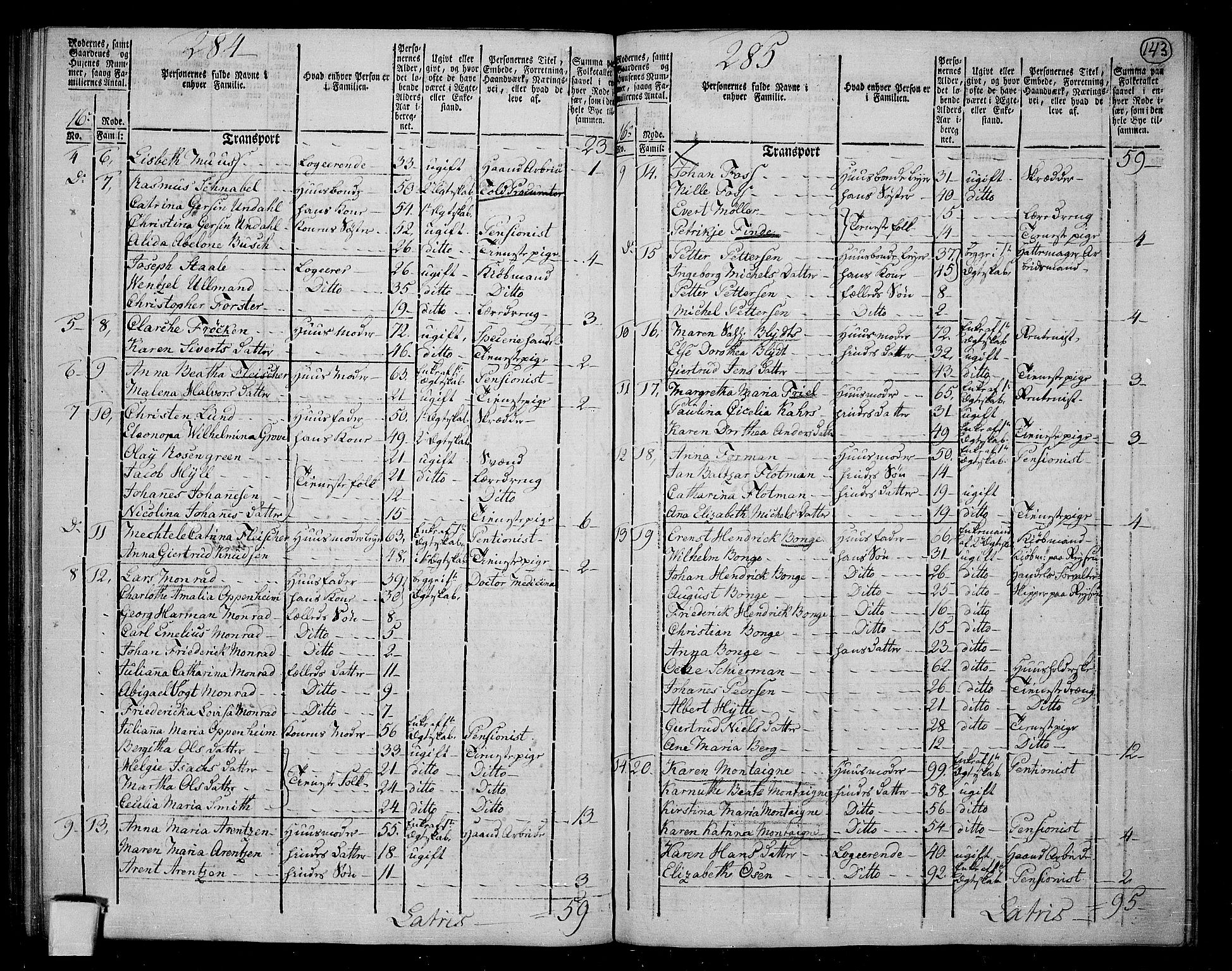 RA, 1801 census for 1301 Bergen, 1801, p. 142b-143a