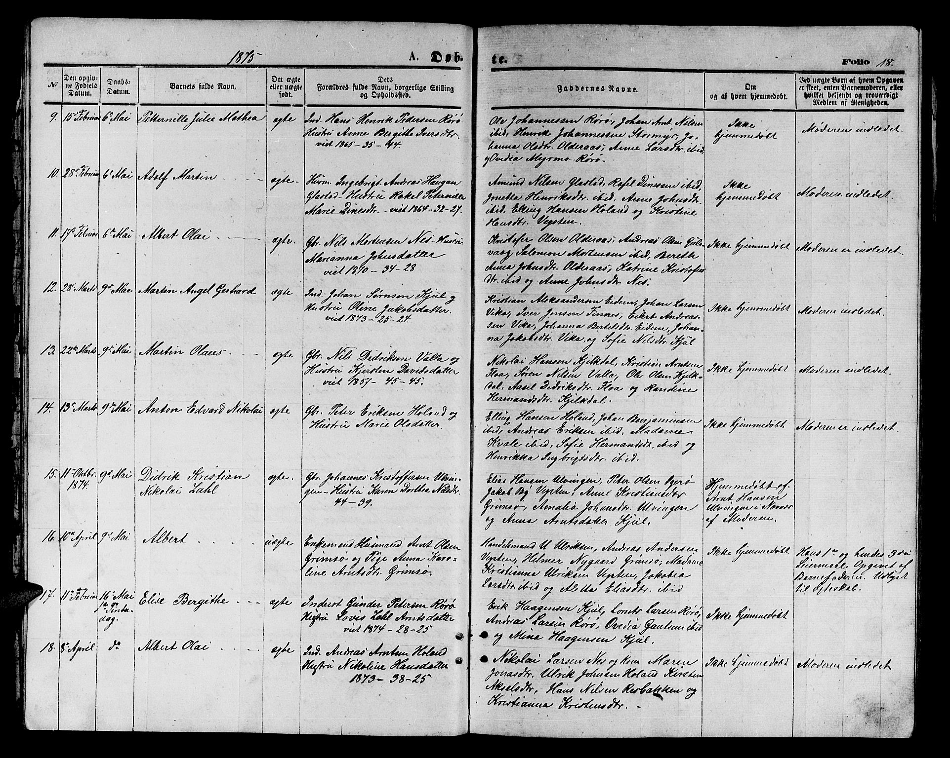 Ministerialprotokoller, klokkerbøker og fødselsregistre - Nordland, AV/SAT-A-1459/816/L0252: Parish register (copy) no. 816C02, 1871-1885, p. 18