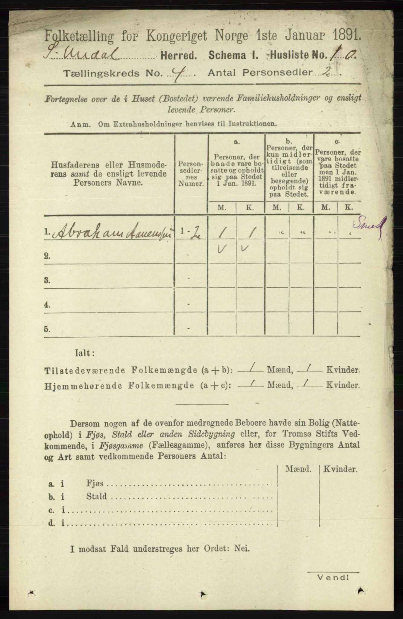 RA, 1891 census for 1029 Sør-Audnedal, 1891, p. 1340