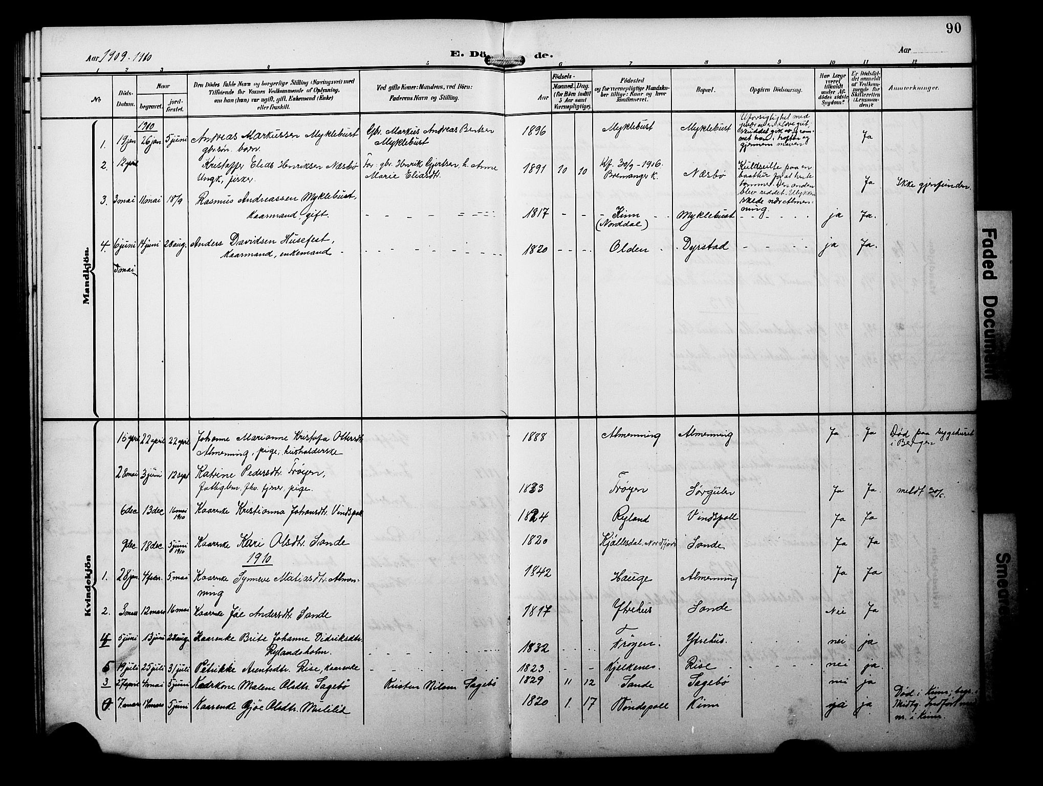 Davik sokneprestembete, SAB/A-79701/H/Hab/Habb/L0001: Parish register (copy) no. B 1, 1903-1928, p. 90