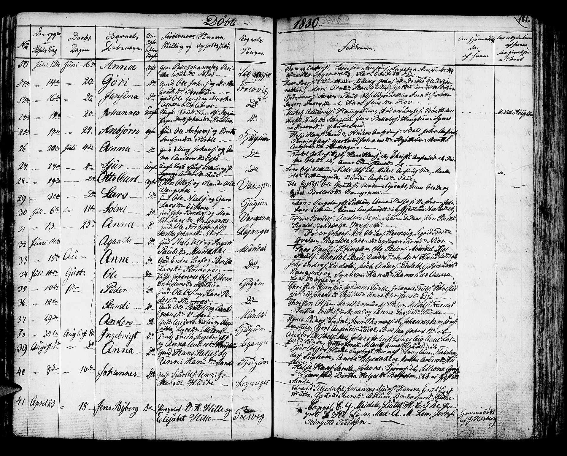 Leikanger sokneprestembete, AV/SAB-A-81001/H/Haa/Haaa/L0006: Parish register (official) no. A 6, 1810-1838, p. 181