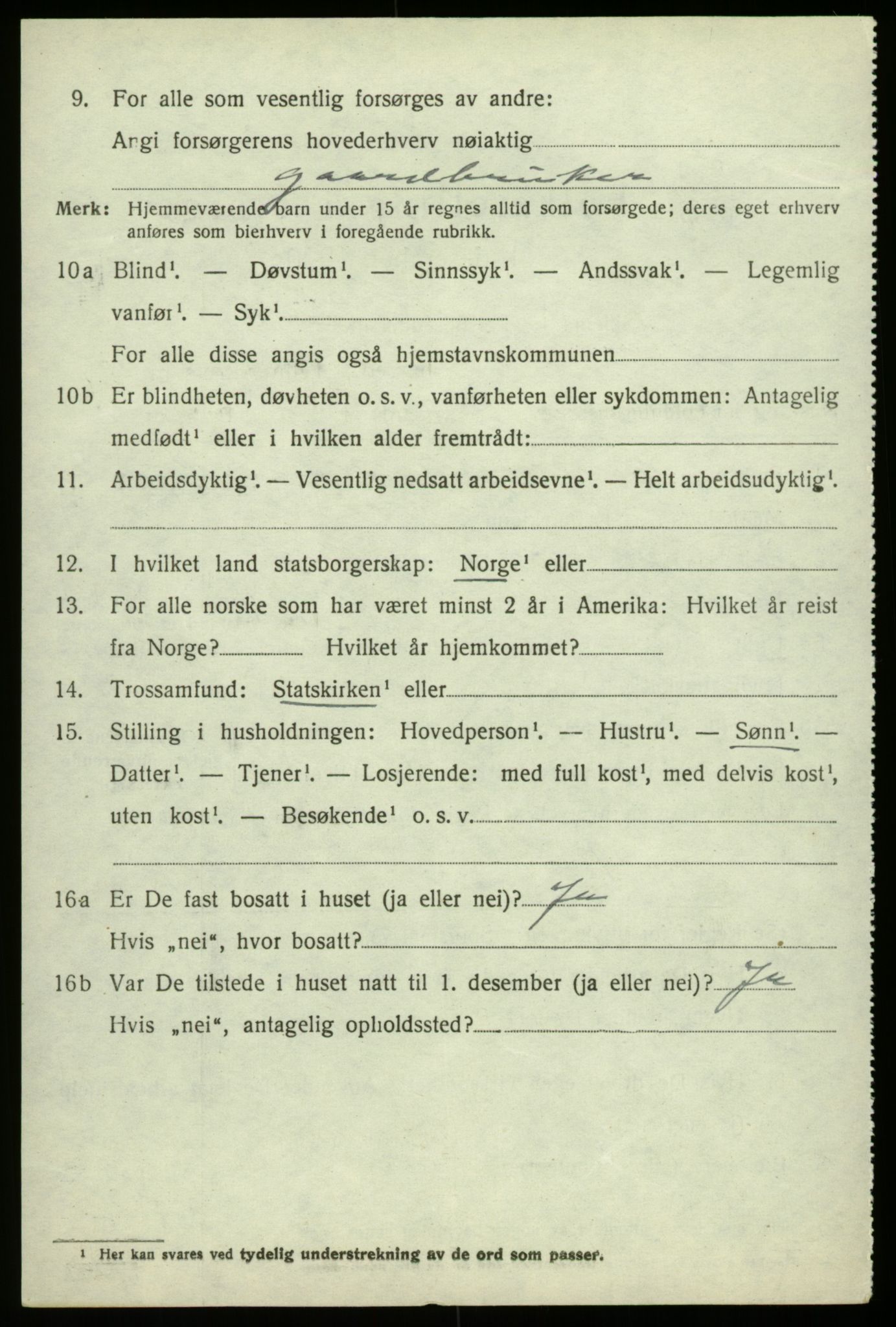 SAB, 1920 census for Haus, 1920, p. 9995