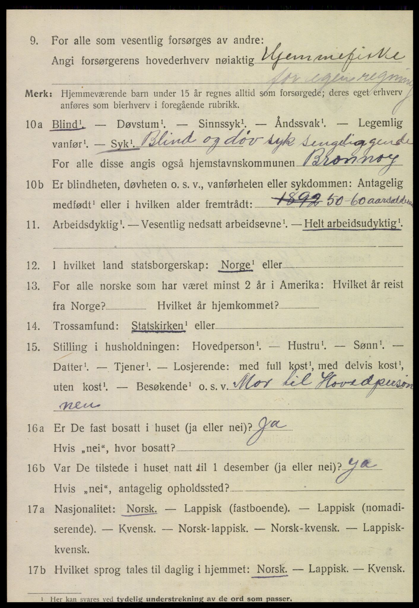 SAT, 1920 census for Brønnøy, 1920, p. 3757