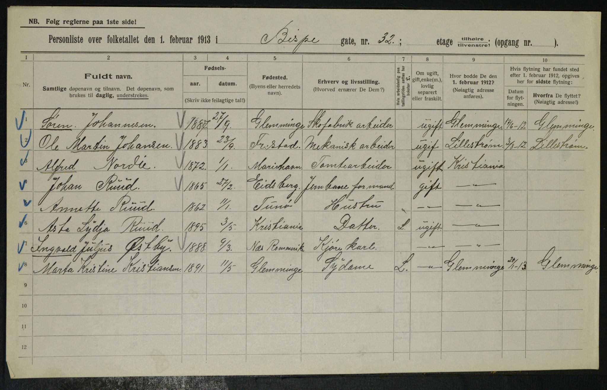 OBA, Municipal Census 1913 for Kristiania, 1913, p. 5309