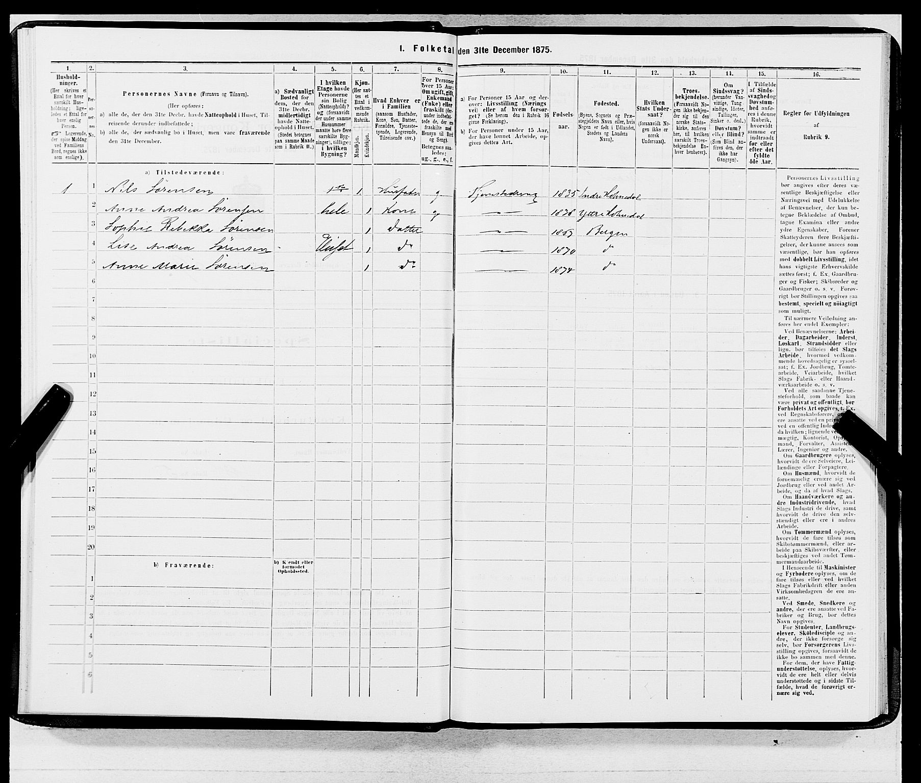 SAB, 1875 census for 1301 Bergen, 1875, p. 3125