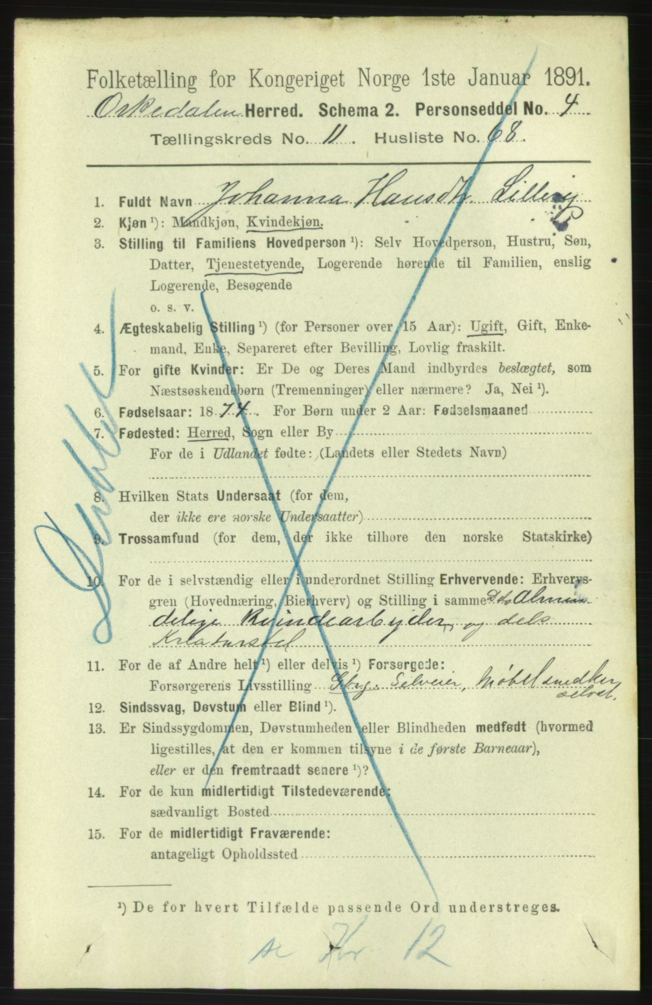 RA, 1891 census for 1638 Orkdal, 1891, p. 5506