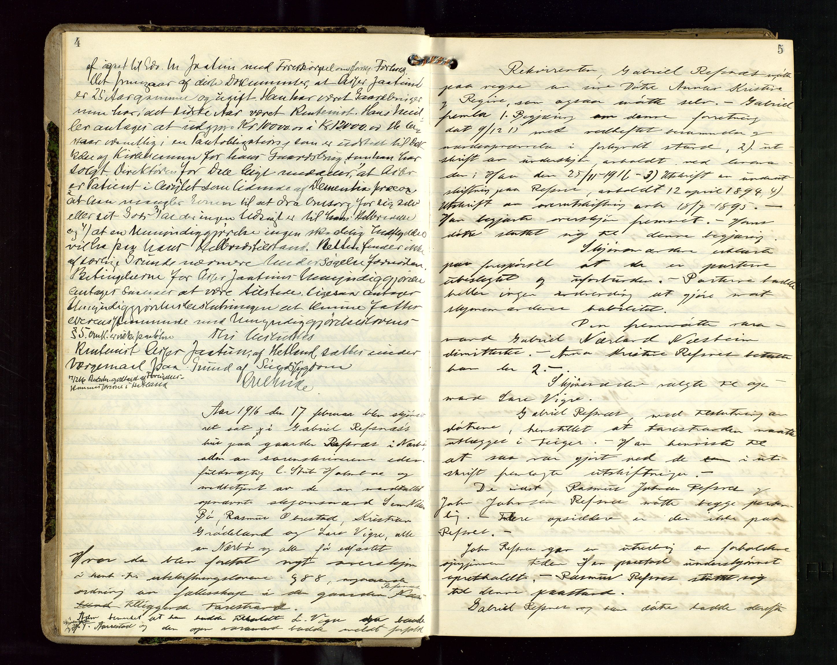Jæren sorenskriveri, AV/SAST-A-100310/01/3/30/30BB/L0019: Ekstrarettsprotokoll 5, 1916-1918, p. 4-5