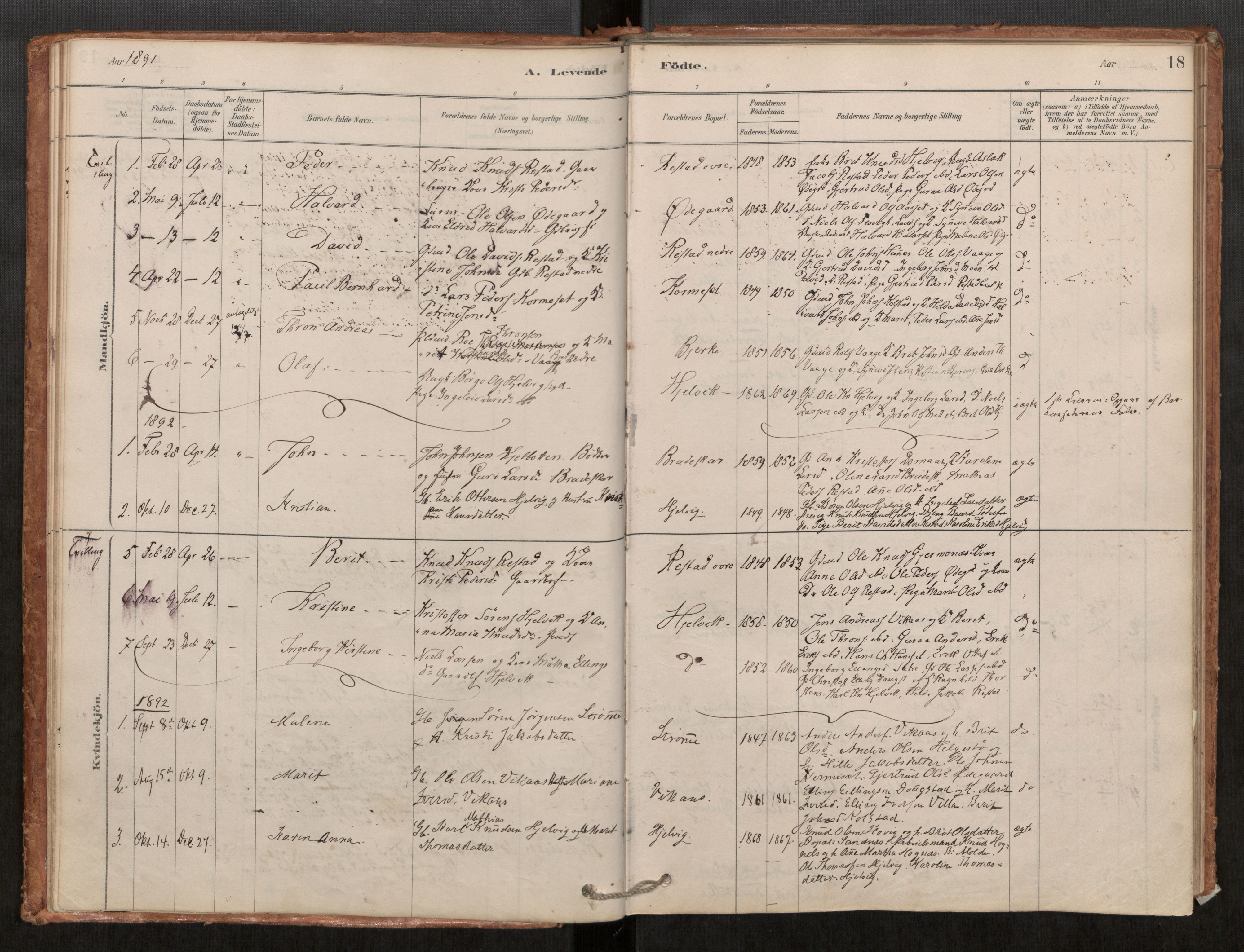 Ministerialprotokoller, klokkerbøker og fødselsregistre - Møre og Romsdal, SAT/A-1454/550/L0621: Parish register (official) no. 550A01, 1878-1915, p. 18