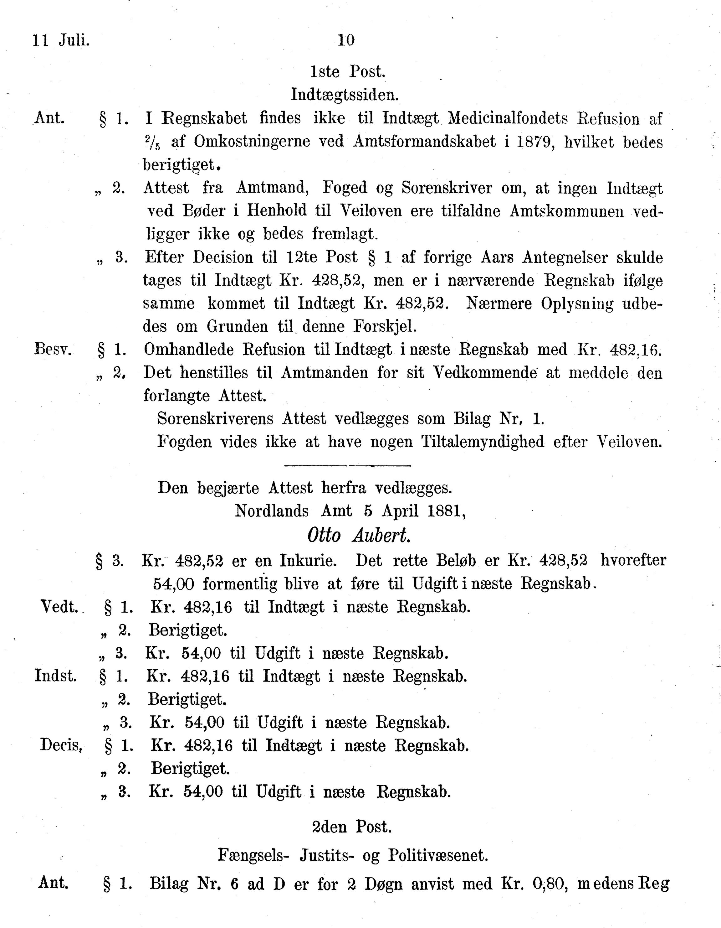 Nordland Fylkeskommune. Fylkestinget, AIN/NFK-17/176/A/Ac/L0014: Fylkestingsforhandlinger 1881-1885, 1881-1885