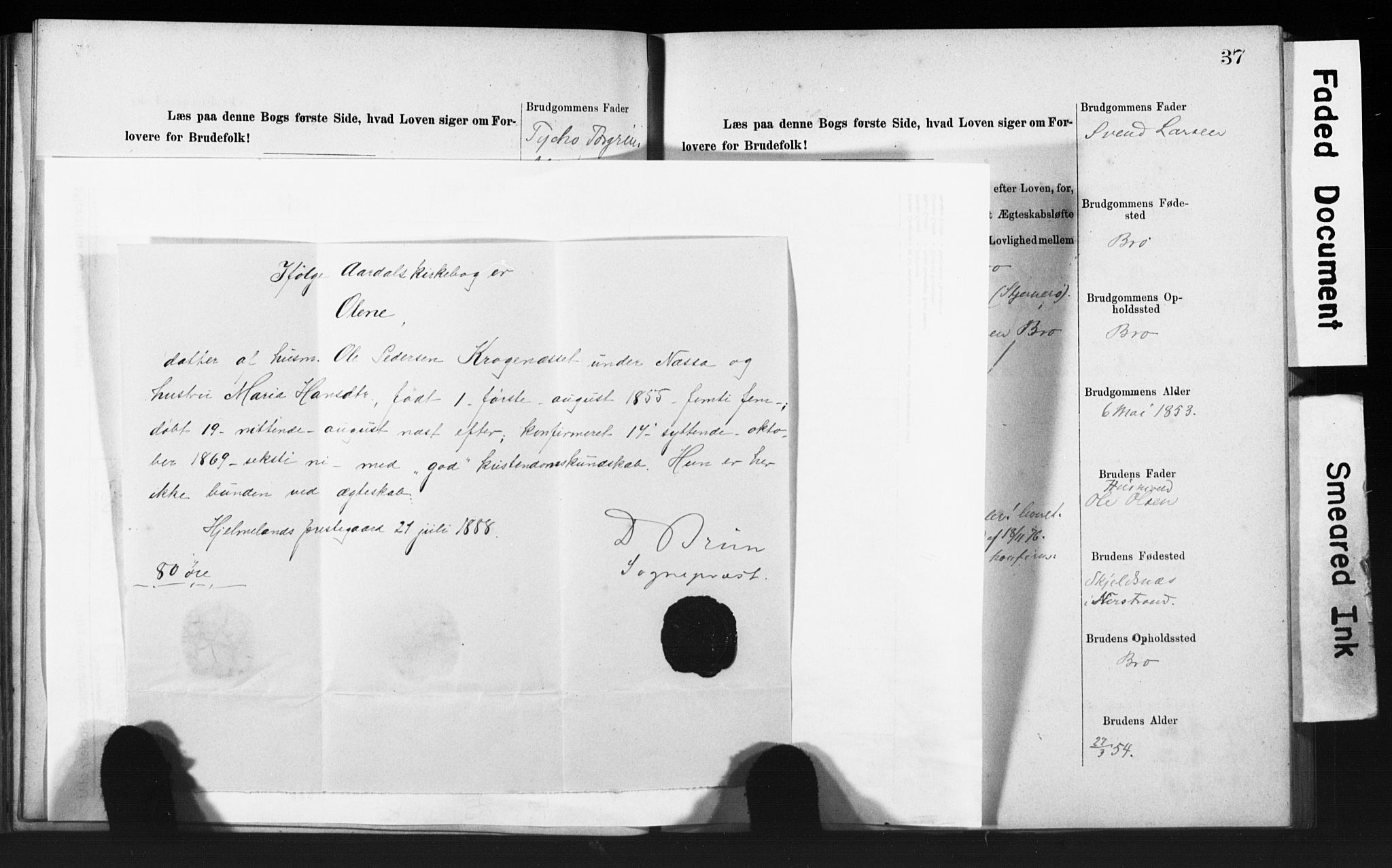 Rennesøy sokneprestkontor, SAST/A -101827/I/Ie/L0001: Banns register no. 1, 1873-1898, p. 37