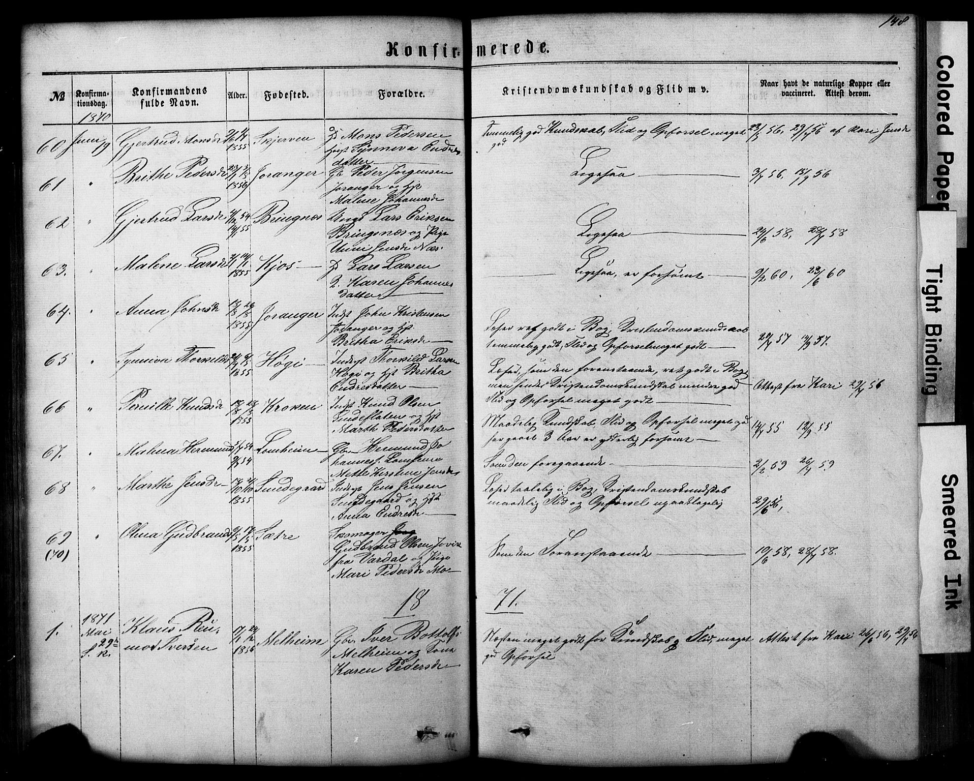 Hafslo sokneprestembete, SAB/A-80301/H/Hab/Haba/L0001: Parish register (copy) no. A 1, 1866-1908, p. 148