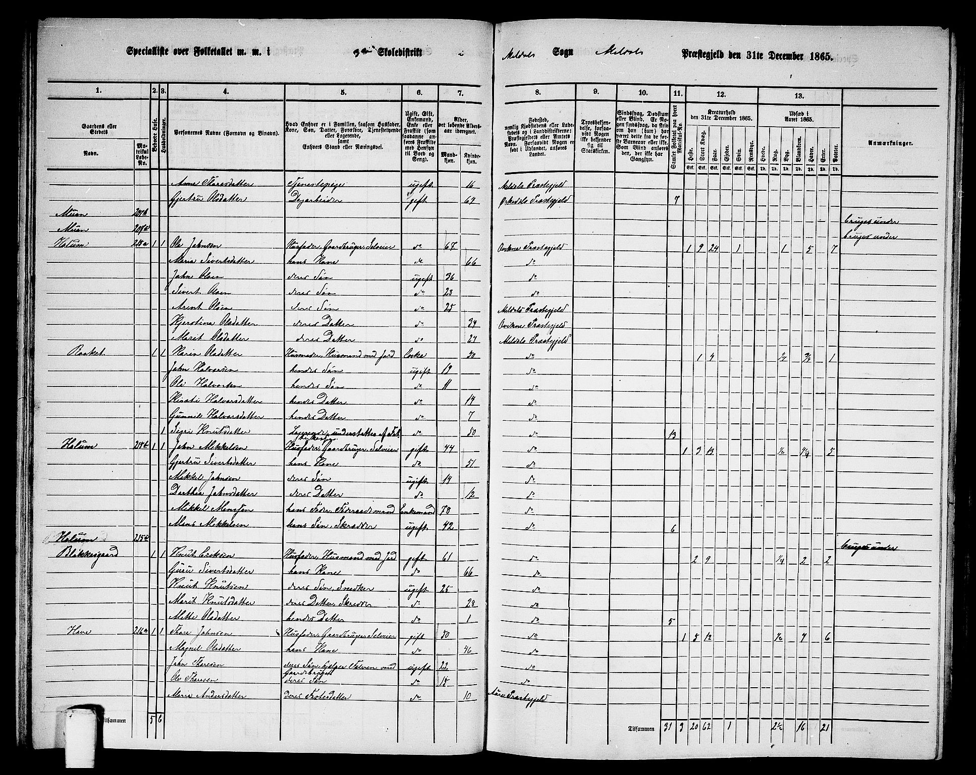 RA, 1865 census for Meldal, 1865, p. 75