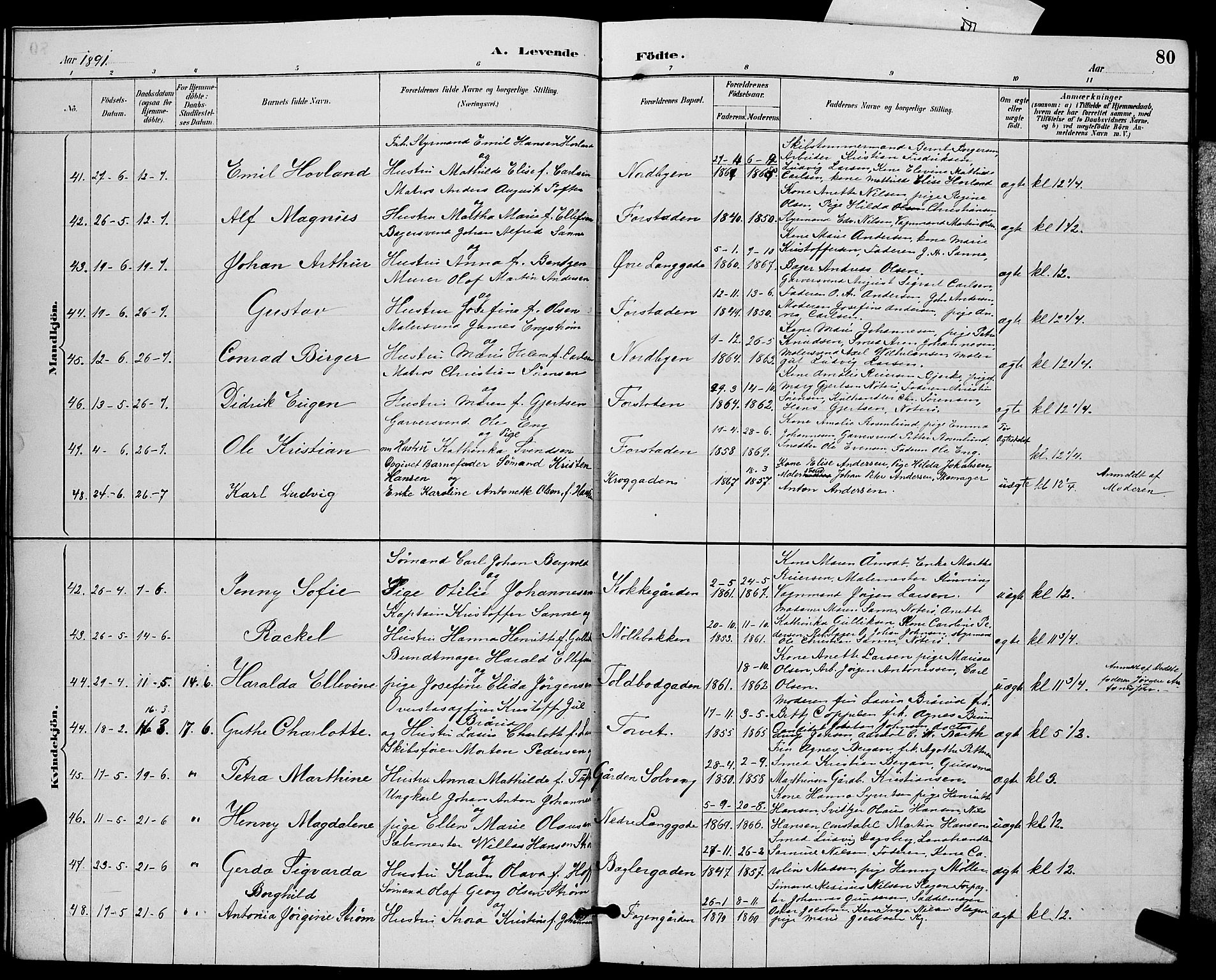 Tønsberg kirkebøker, AV/SAKO-A-330/G/Ga/L0006: Parish register (copy) no. 6, 1885-1895, p. 80