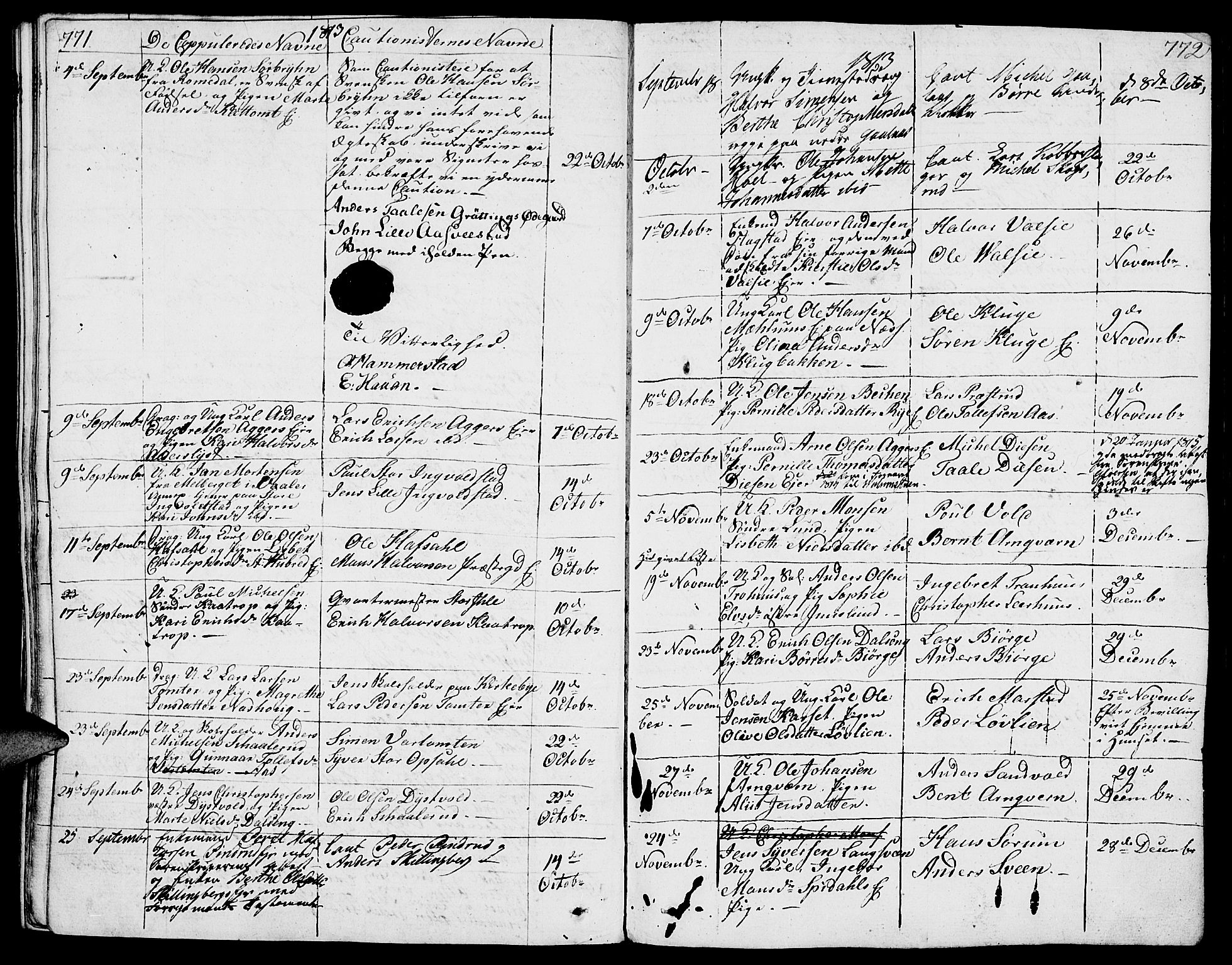 Vang prestekontor, Hedmark, AV/SAH-PREST-008/H/Ha/Haa/L0006: Parish register (official) no. 6 /1, 1809-1827, p. 771-772