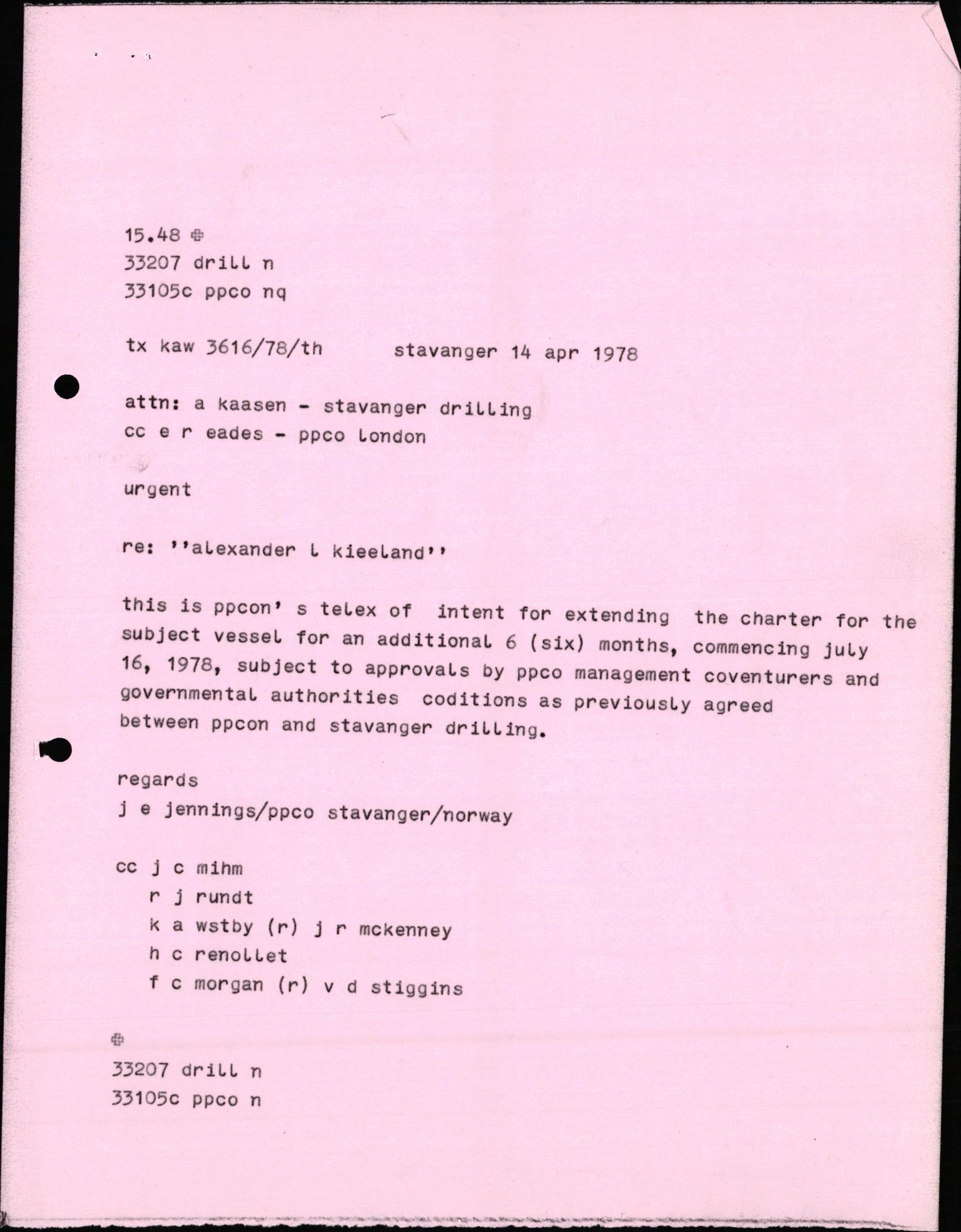 Pa 1503 - Stavanger Drilling AS, AV/SAST-A-101906/2/E/Eb/Eba/L0010: Sak og korrespondanse, 1977-1981