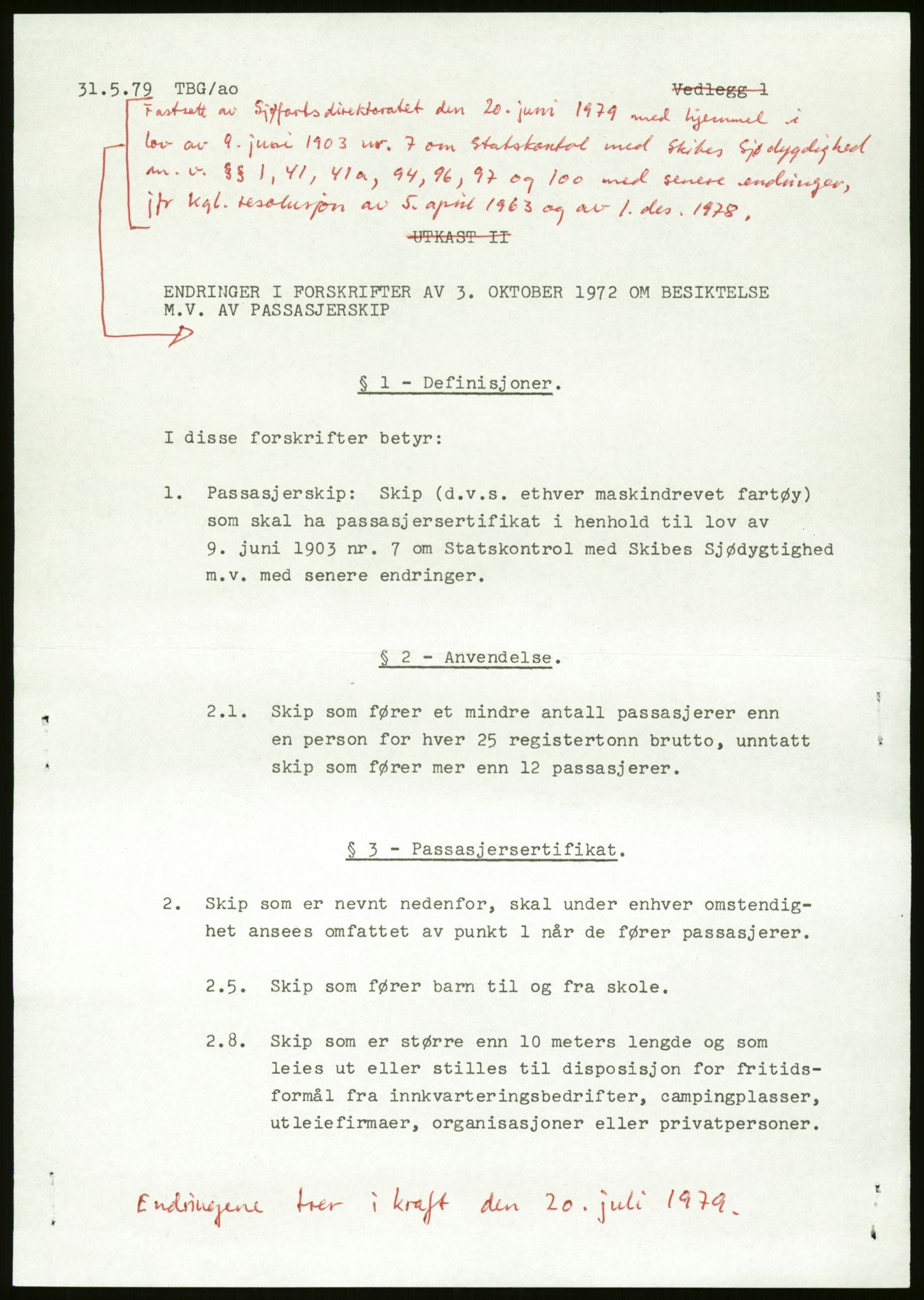 Sjøfartsdirektoratet med forløpere, generelt arkiv, AV/RA-S-1407/D/Du/Duc/L0642/0001: Skipskontrollen - Forskrifter / Forskrift om utleiebåter (2 mapper), 1978-1987, p. 101