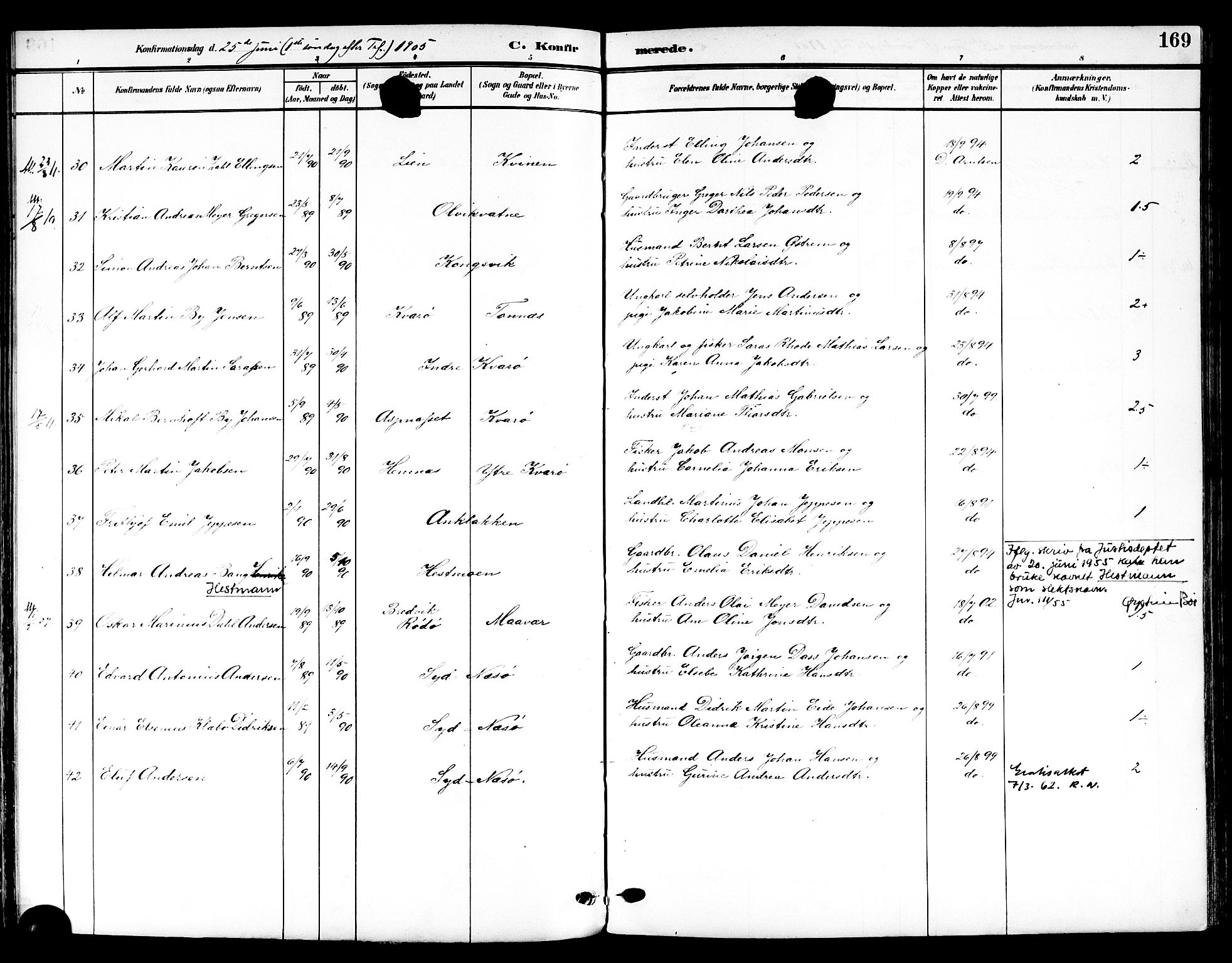 Ministerialprotokoller, klokkerbøker og fødselsregistre - Nordland, AV/SAT-A-1459/839/L0569: Parish register (official) no. 839A06, 1903-1922, p. 169