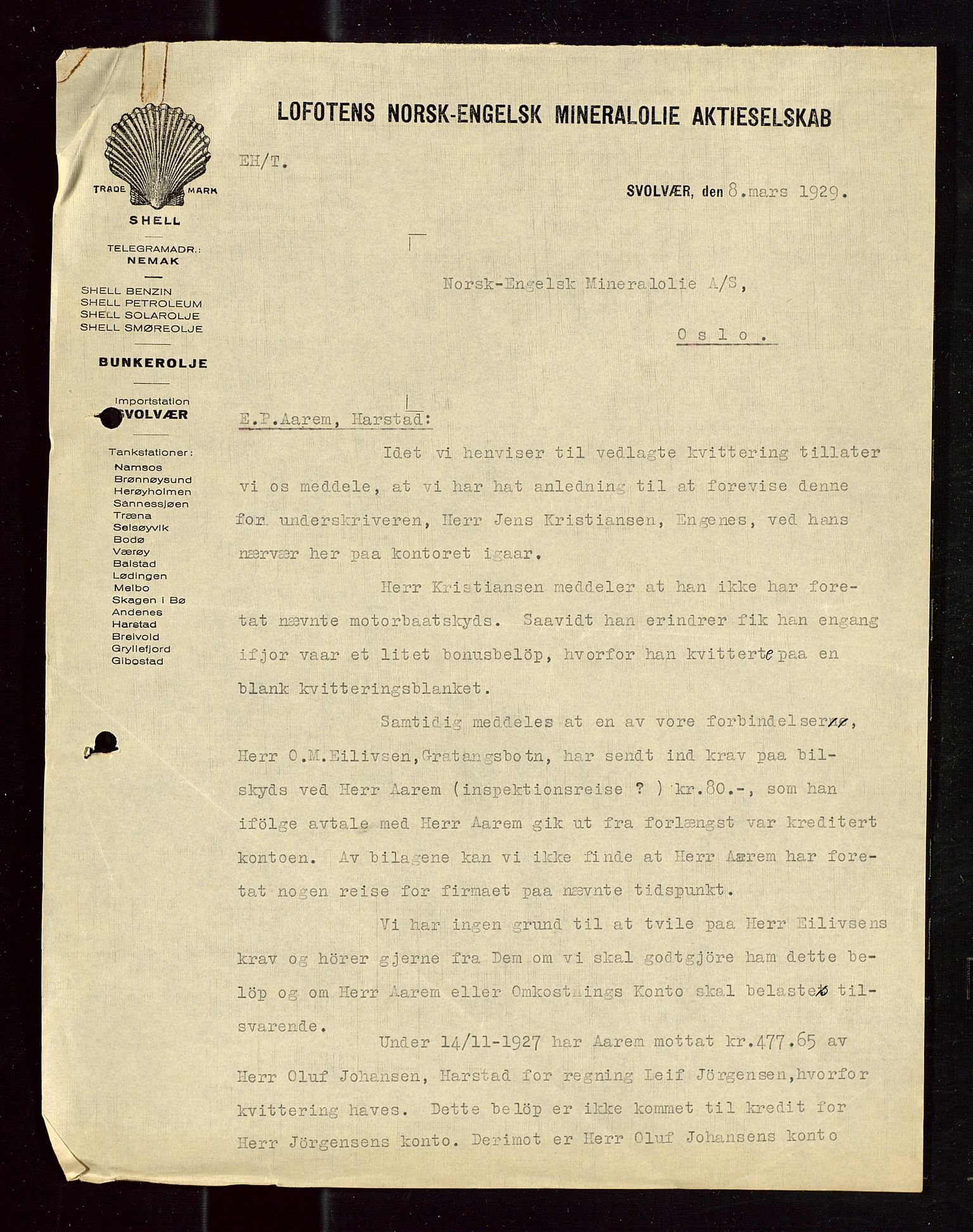 Pa 1521 - A/S Norske Shell, AV/SAST-A-101915/E/Ea/Eaa/L0016: Sjefskorrespondanse, 1929, p. 204