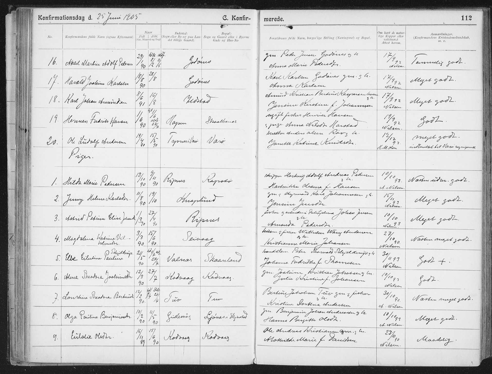 Ministerialprotokoller, klokkerbøker og fødselsregistre - Nordland, AV/SAT-A-1459/804/L0081: Parish register (official) no. 804A02, 1901-1915, p. 112