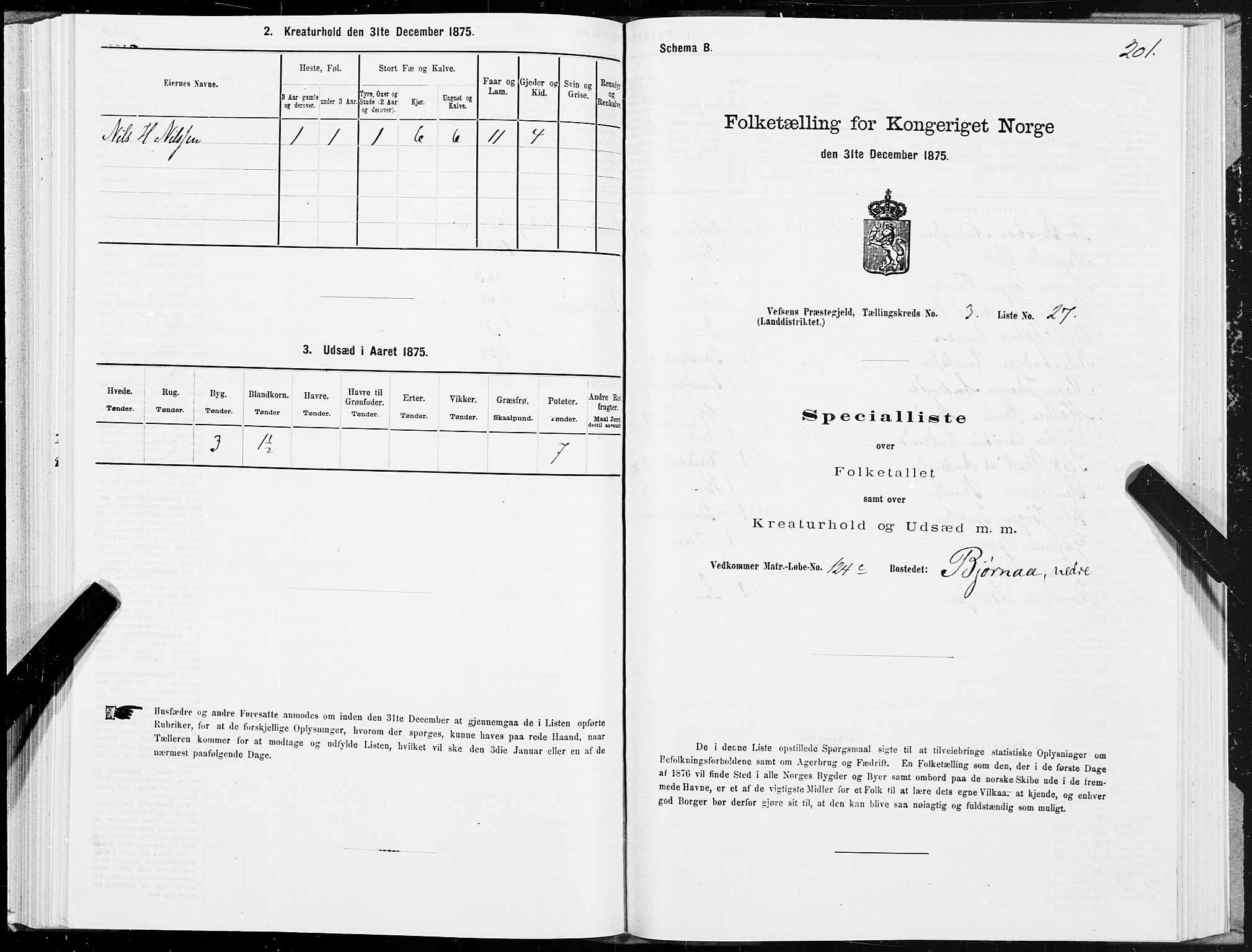 SAT, 1875 census for 1824L Vefsn/Vefsn, 1875, p. 1201