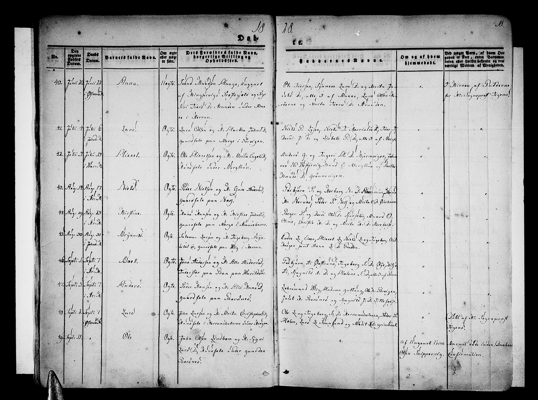 Strandebarm sokneprestembete, AV/SAB-A-78401/H/Haa: Parish register (official) no. A 6, 1826-1843, p. 18