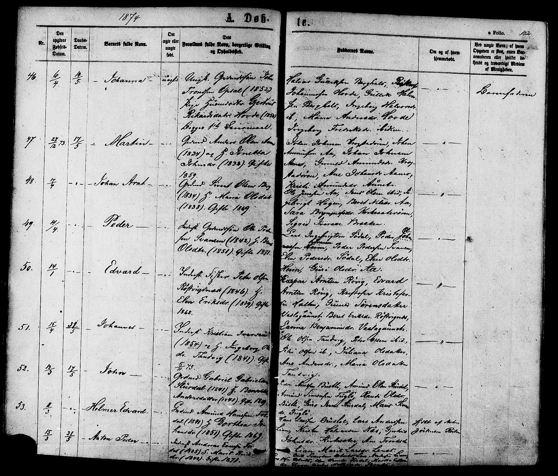 Ministerialprotokoller, klokkerbøker og fødselsregistre - Sør-Trøndelag, AV/SAT-A-1456/630/L0495: Parish register (official) no. 630A08, 1868-1878, p. 102