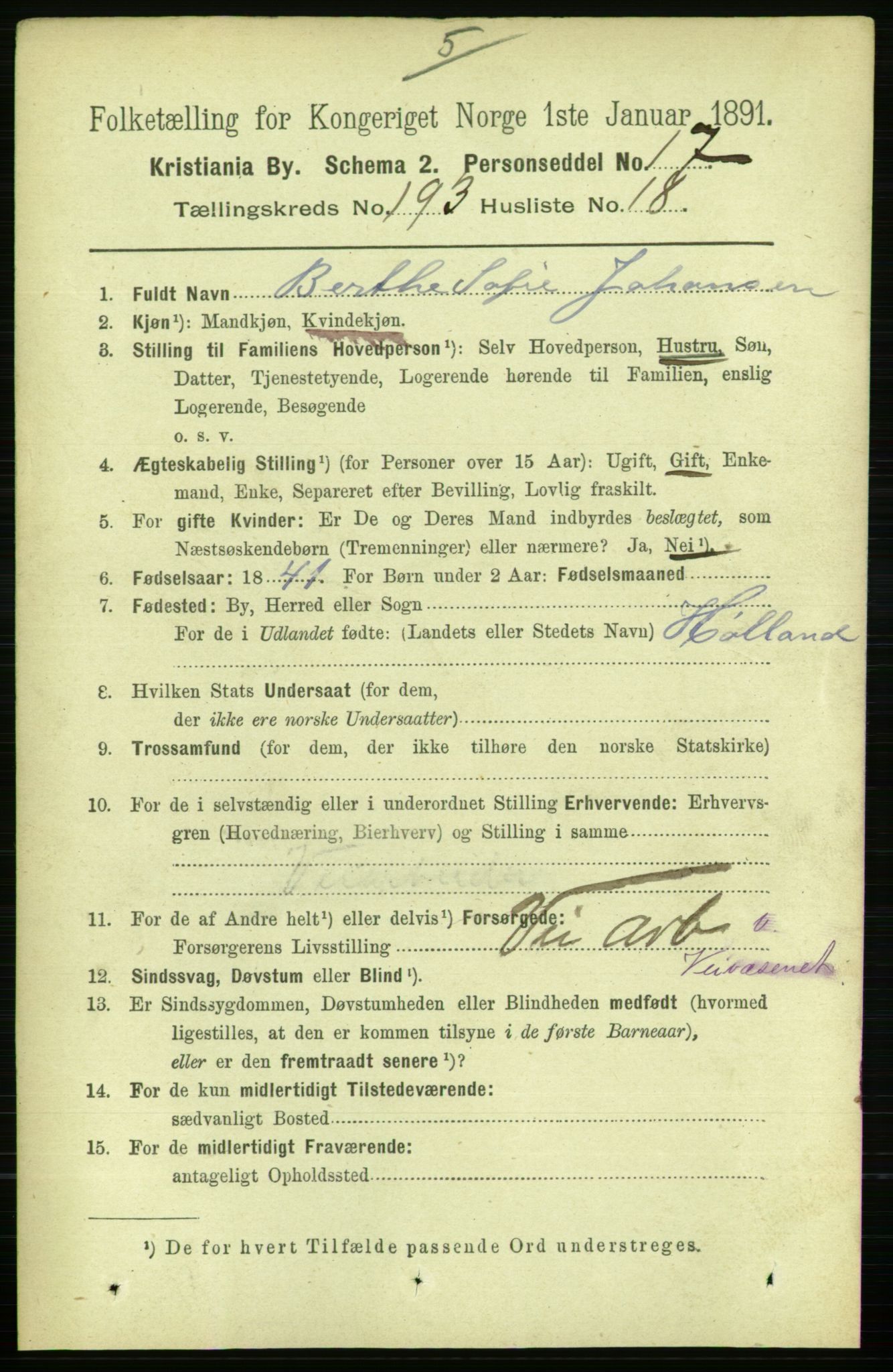 RA, 1891 census for 0301 Kristiania, 1891, p. 116441