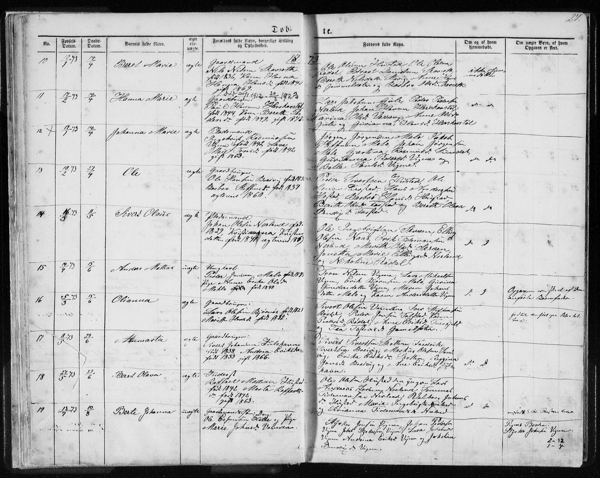 Ministerialprotokoller, klokkerbøker og fødselsregistre - Møre og Romsdal, AV/SAT-A-1454/567/L0782: Parish register (copy) no. 567C02, 1867-1886, p. 27