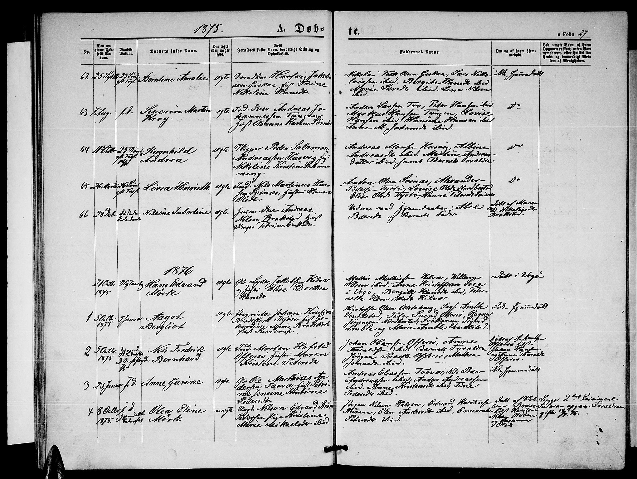 Ministerialprotokoller, klokkerbøker og fødselsregistre - Nordland, AV/SAT-A-1459/817/L0267: Parish register (copy) no. 817C02, 1870-1883, p. 27